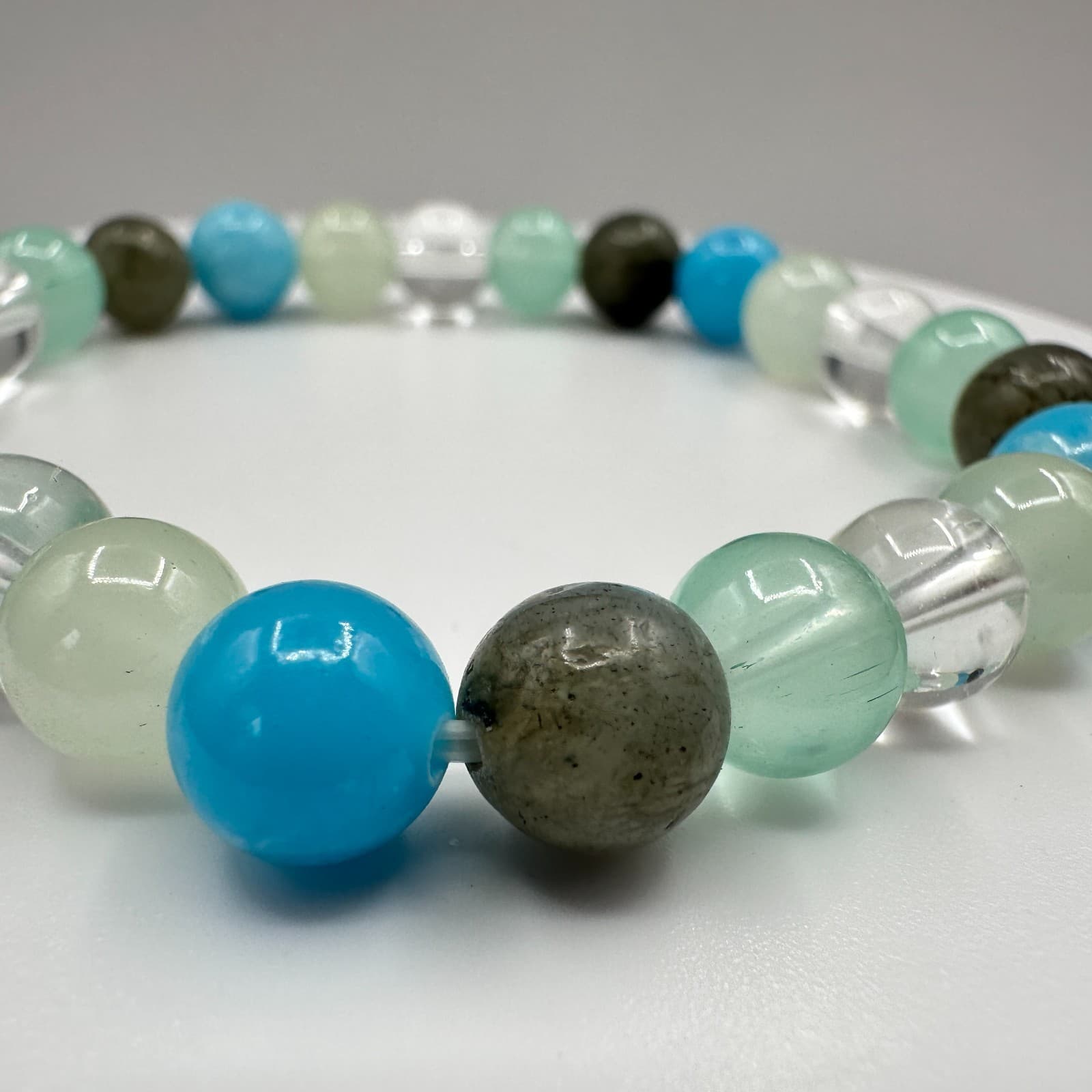 Vintage 90s Beaded Natural Gemstones Stretch Bracelet Women's Classic Jewelry - Thumbnail 4