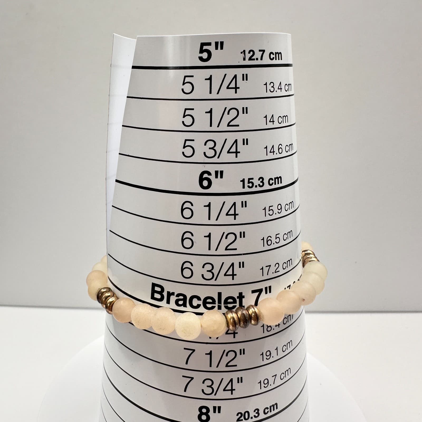 Vintage 90s Matte Peach Beaded Bracelet Gold Tone Spacers Boho Women's Jewelry - Thumbnail 6