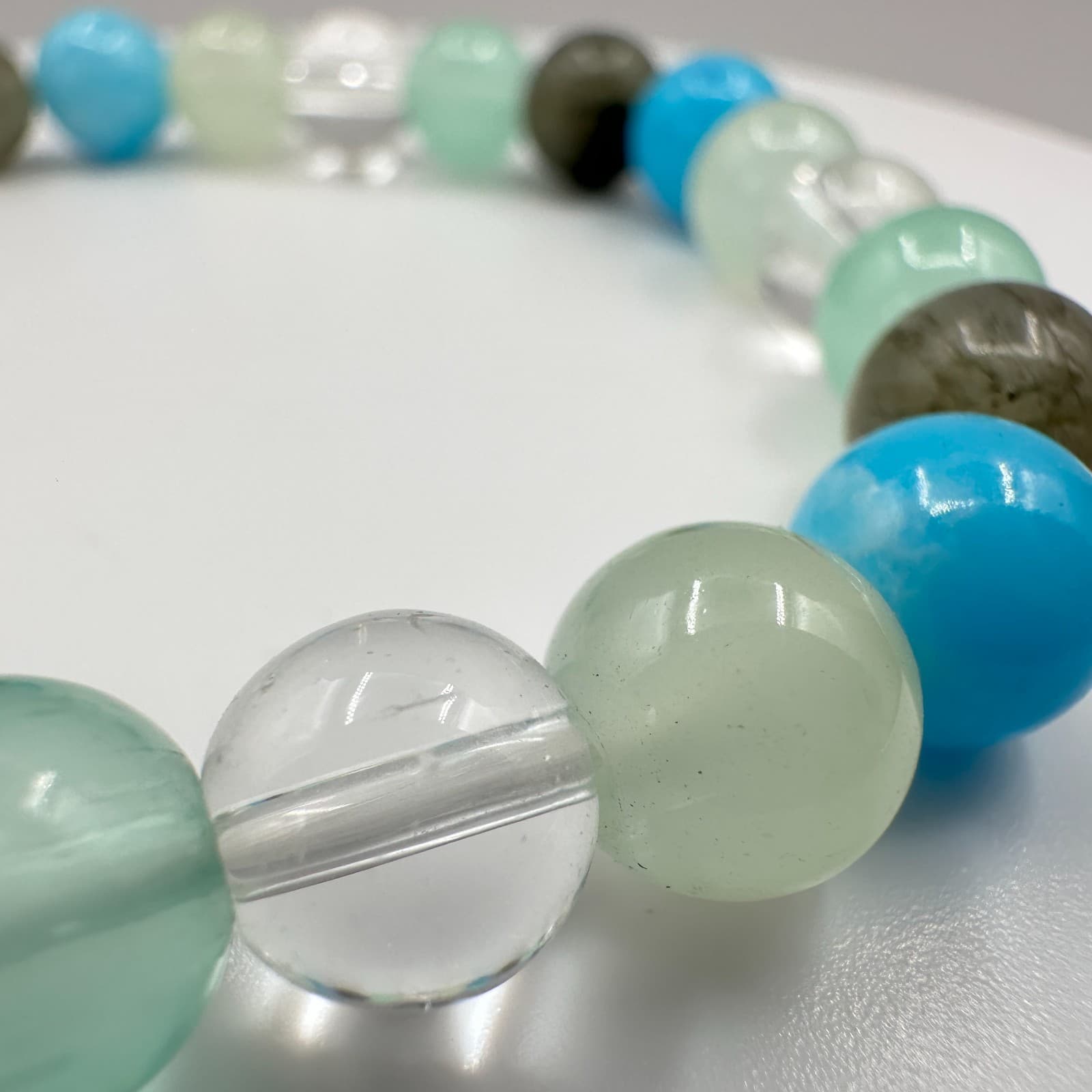 Vintage 90s Beaded Natural Gemstones Stretch Bracelet Women's Classic Jewelry - Thumbnail 6