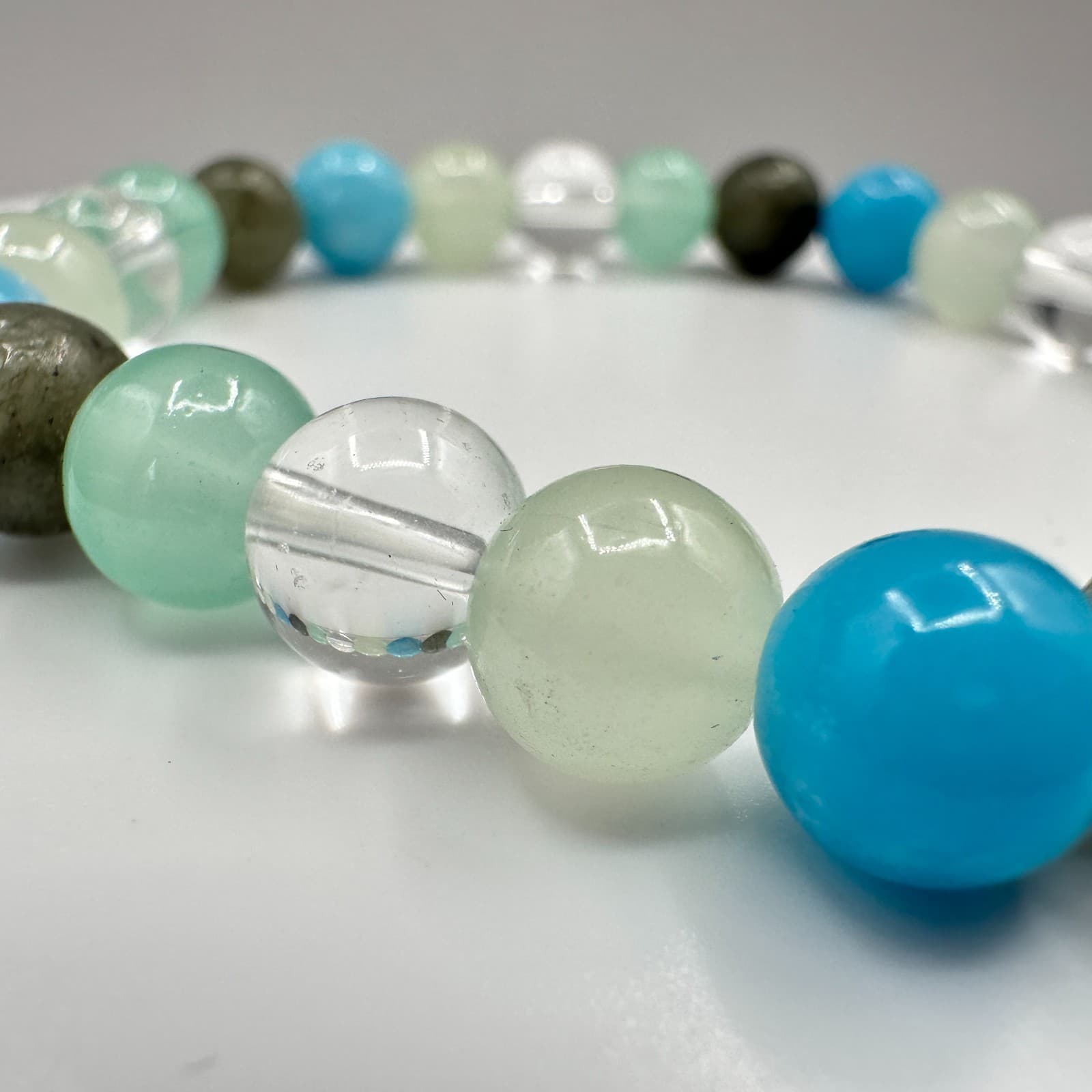 Vintage 90s Beaded Natural Gemstones Stretch Bracelet Women's Classic Jewelry - Thumbnail 3