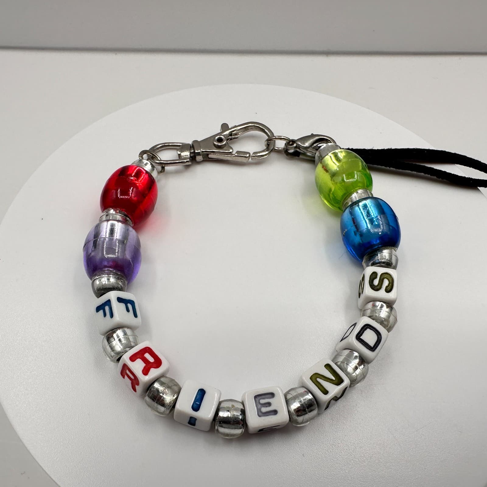 Vintage Y2K Friends Cube Bracelet Acrylic Beaded Silver Tone Women's Jewelry - Thumbnail 6