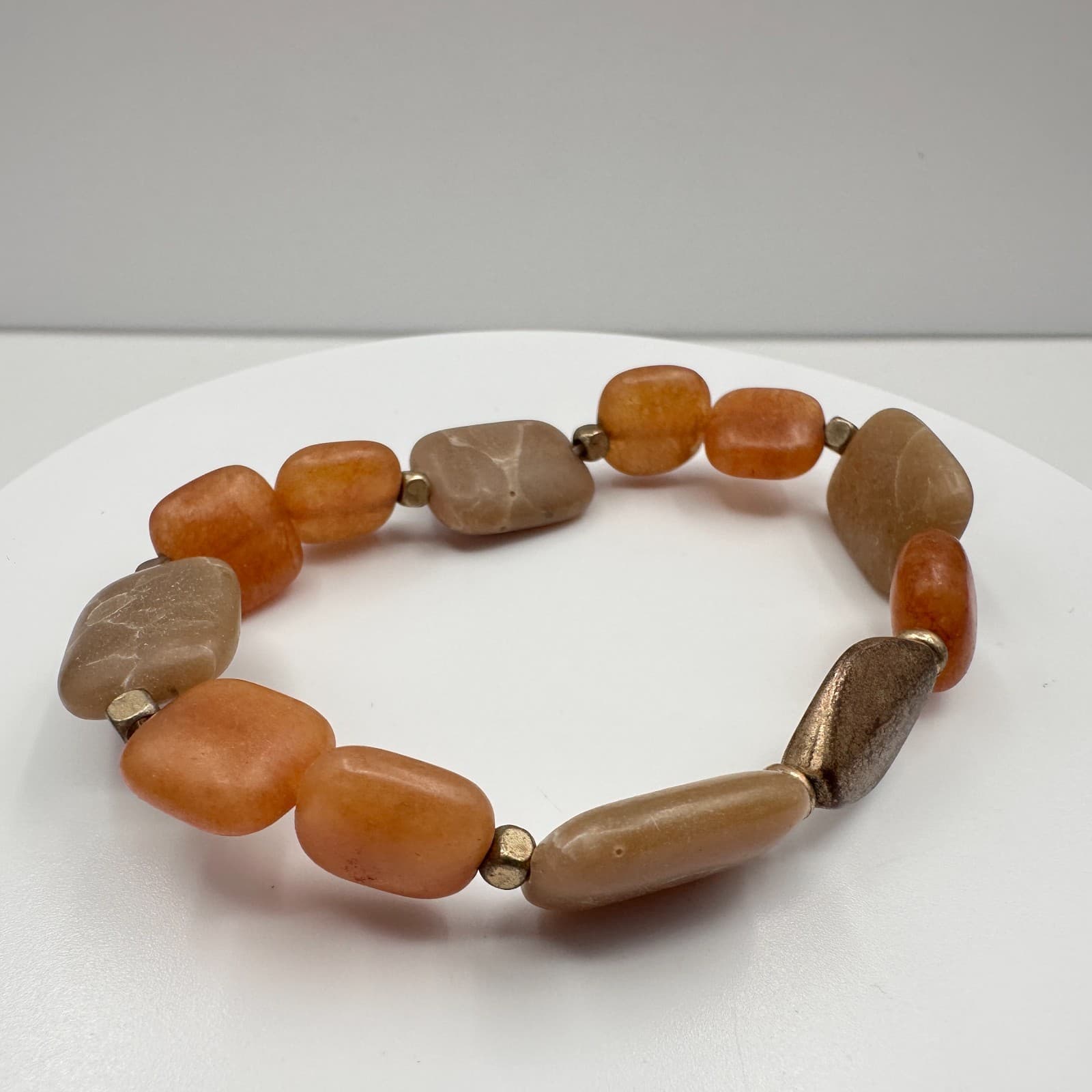 Vintage 90s Chunky Stone Stretch Bracelet Boho Statement Women's Classic Jewelry - Image 1