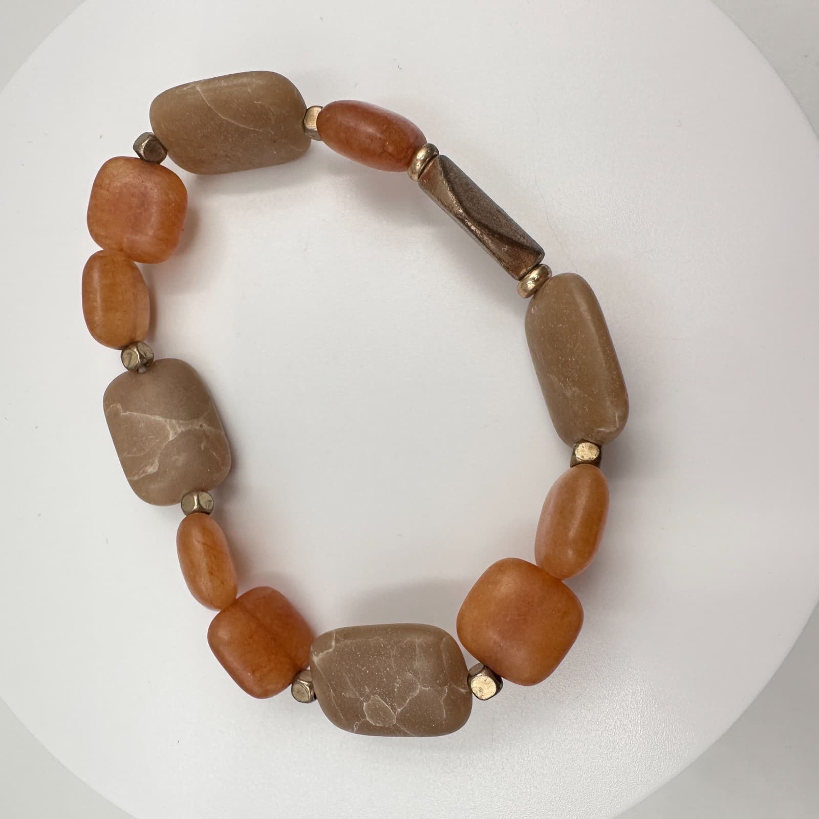Vintage 90s Chunky Stone Stretch Bracelet Boho Statement Women's Classic Jewelry - Thumbnail 7