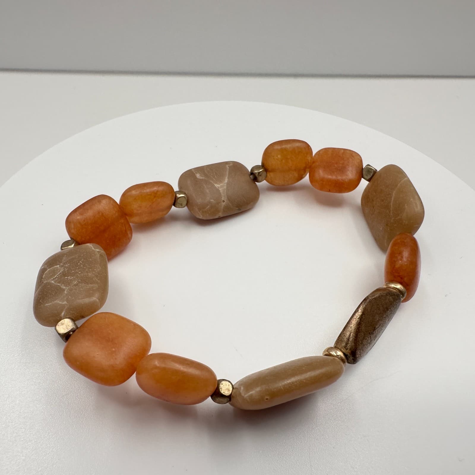 Vintage 90s Chunky Stone Stretch Bracelet Boho Statement Women's Classic Jewelry - Thumbnail 2