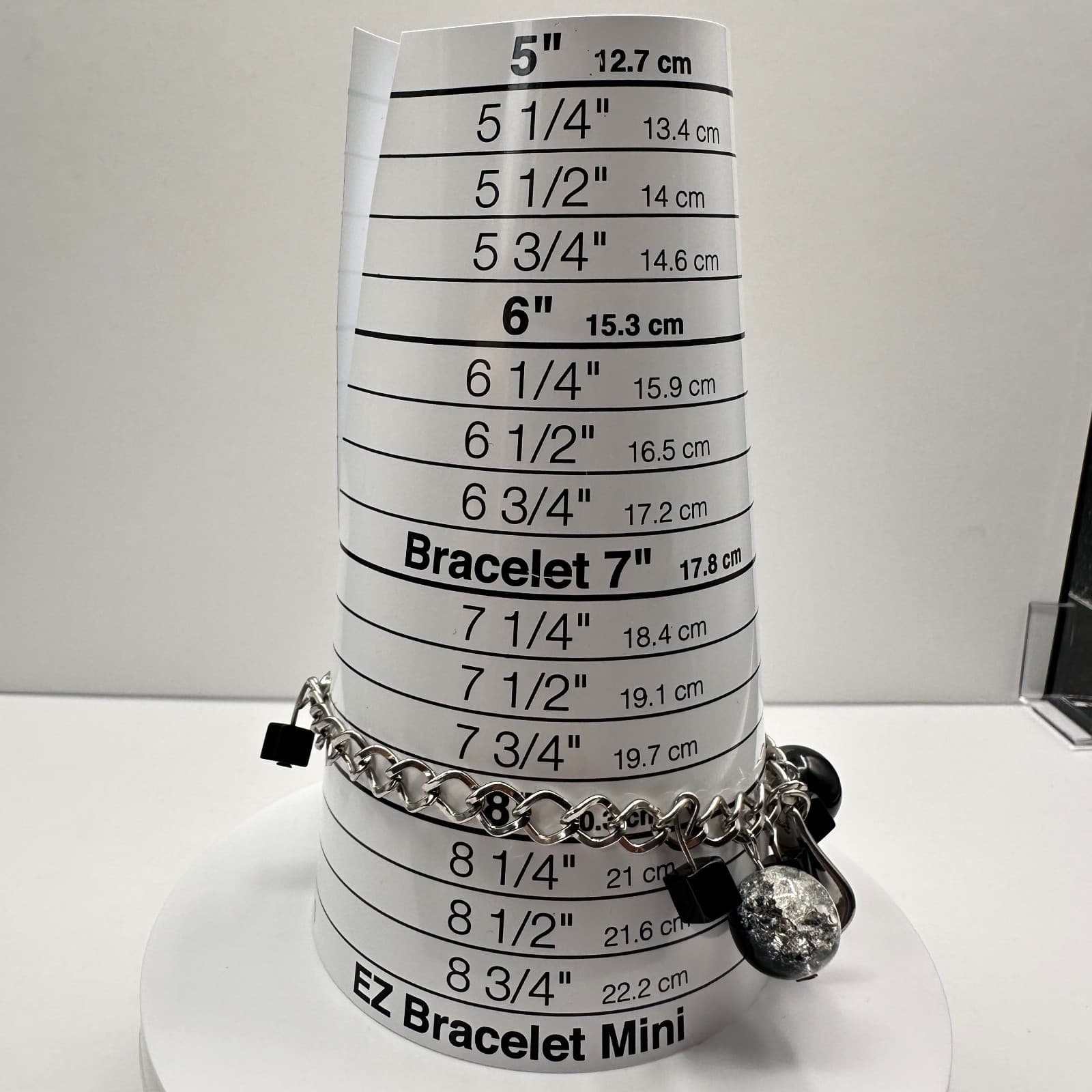 Vintage Y2K Silver Tone Charm Bracelet Black Glass Heart Cracker Beaded Boho - Thumbnail 8