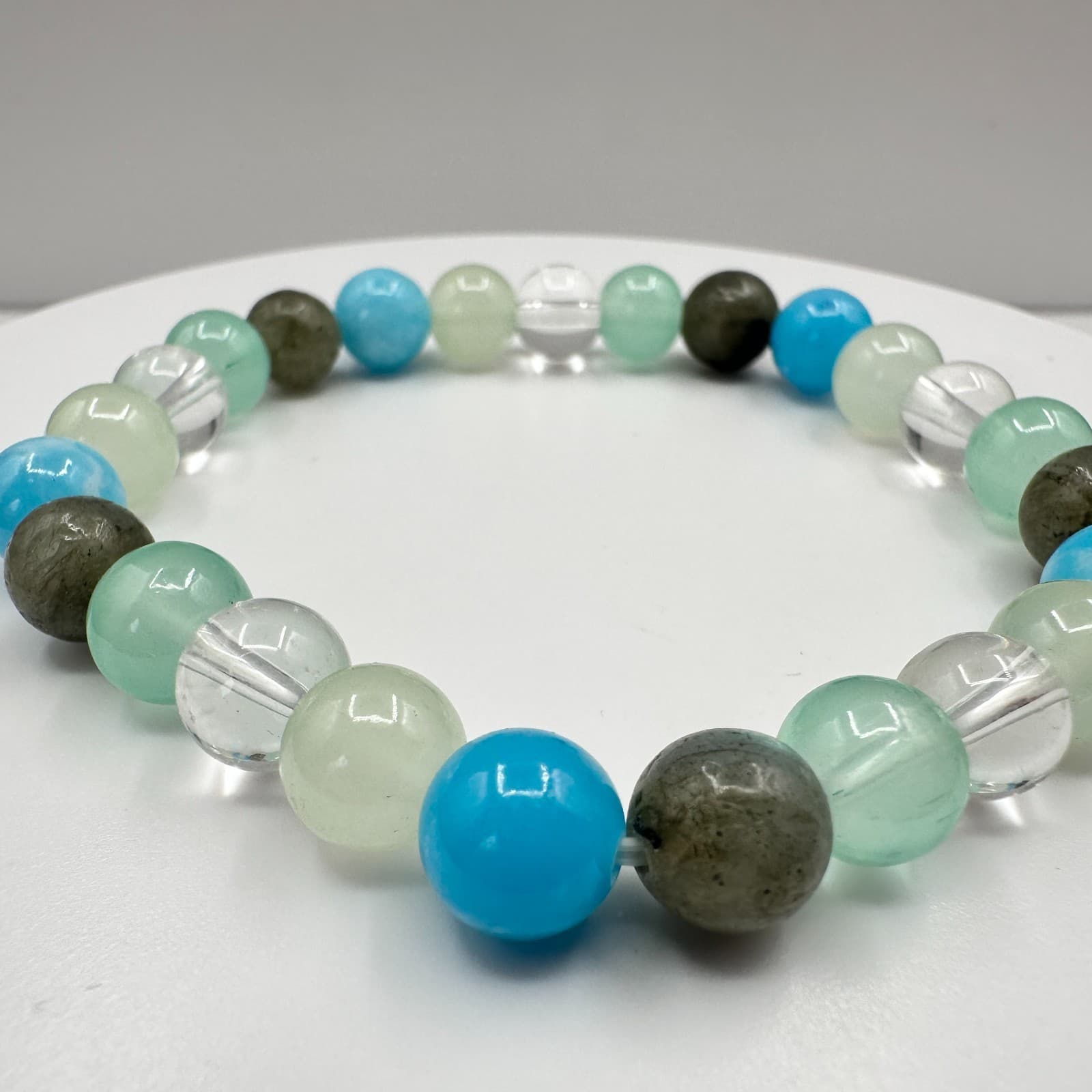 Vintage 90s Beaded Natural Gemstones Stretch Bracelet Women's Classic Jewelry - Thumbnail 2