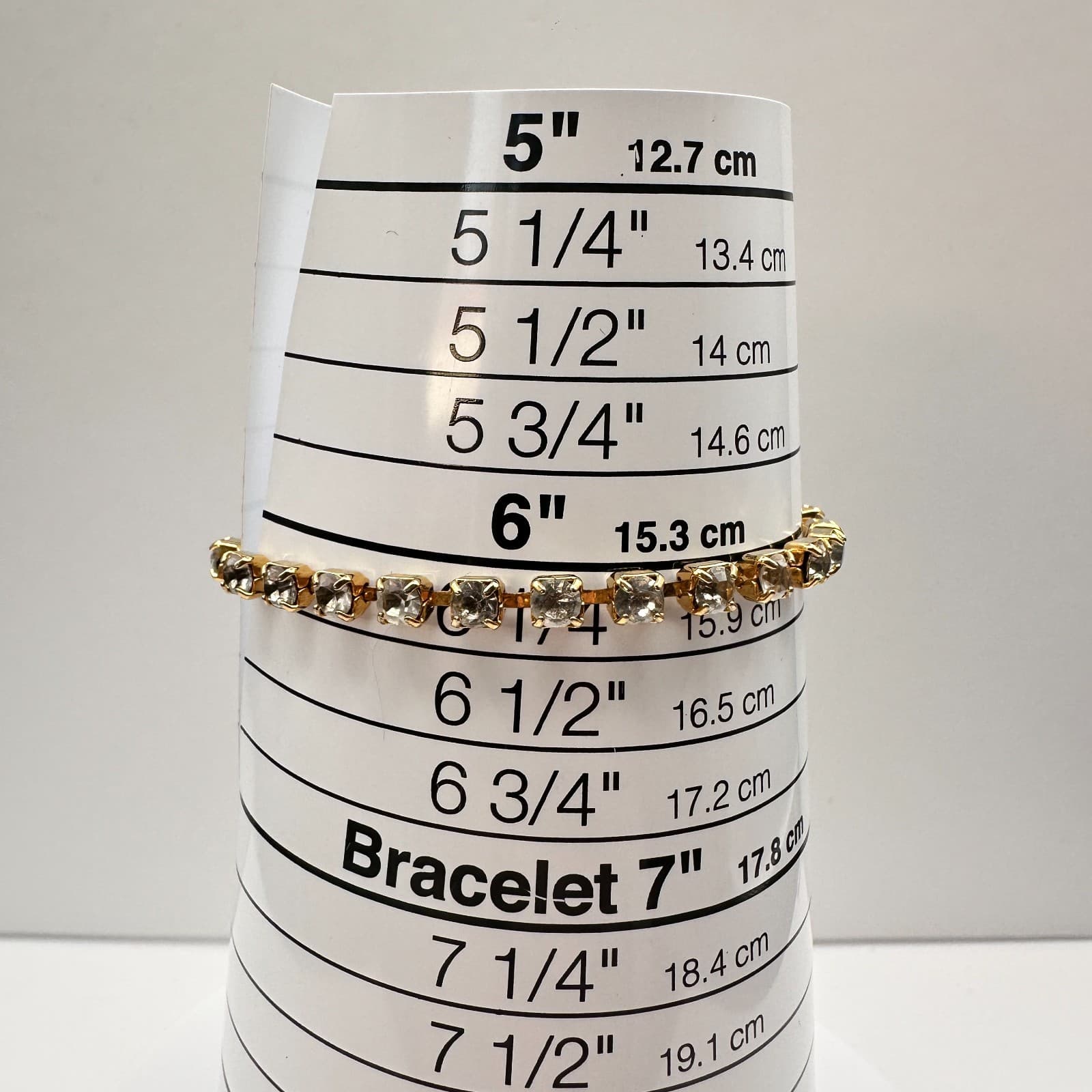 Vintage 80s Gold Tone Square Rhinestone Link Tennis Bracelet Classic Jewelry - Thumbnail 11