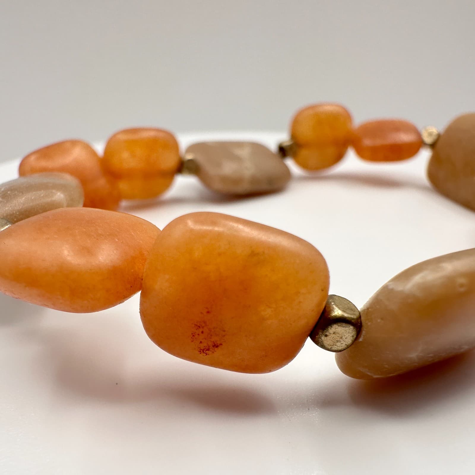 Vintage 90s Chunky Stone Stretch Bracelet Boho Statement Women's Classic Jewelry - Thumbnail 3
