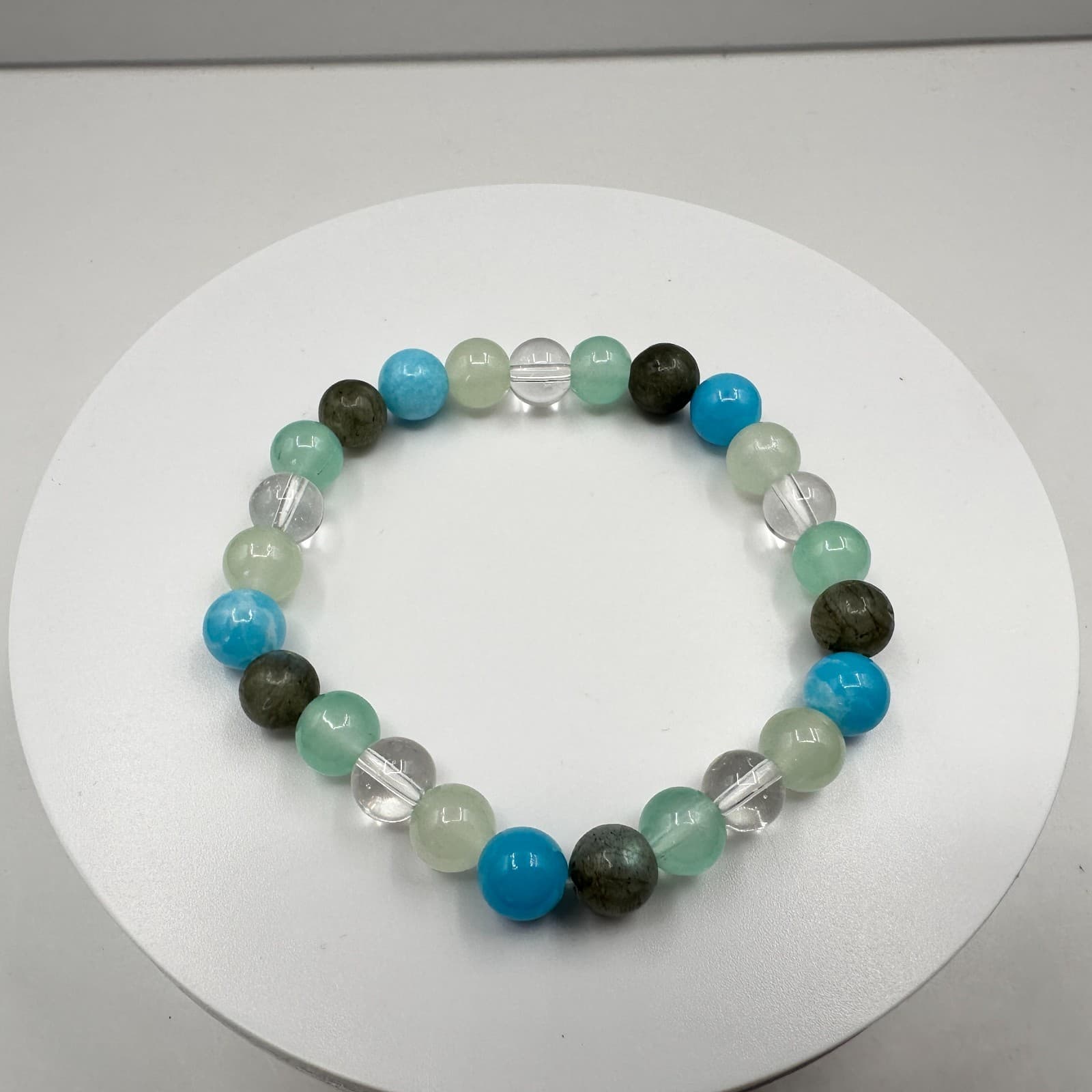 Vintage 90s Beaded Natural Gemstones Stretch Bracelet Women's Classic Jewelry - Image 1