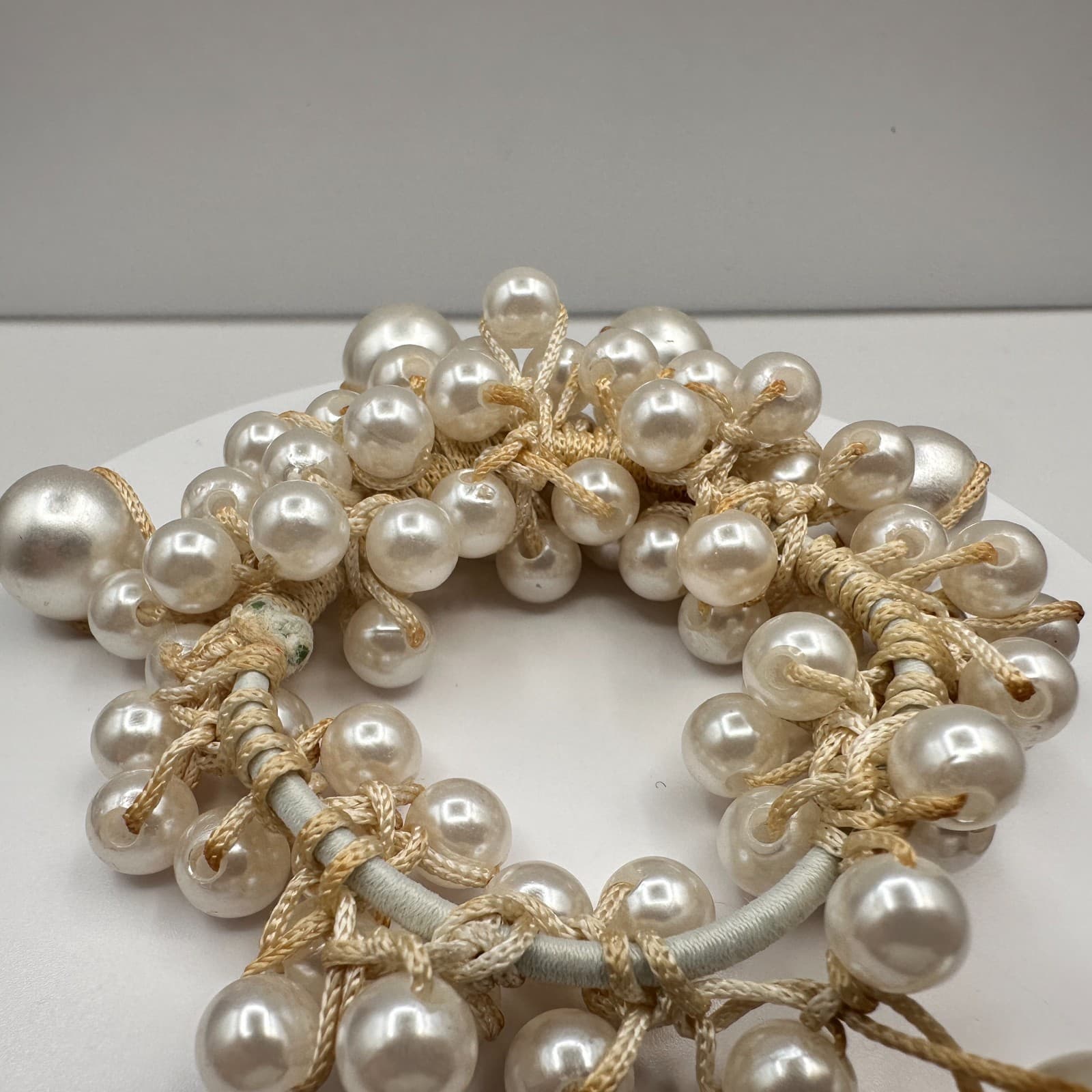 Vintage 90s Faux Pearl Cluster Stretch Bracelet Set Boho Classic Women's Jewelry - Thumbnail 8