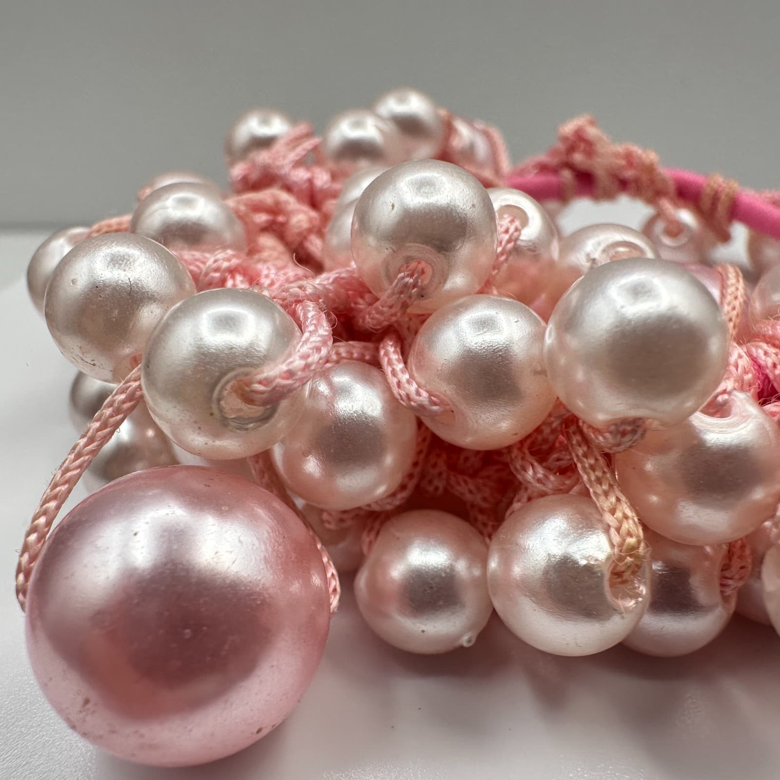 Vintage 90s Faux Pearl Cluster Stretch Bracelet Set Boho Classic Women's Jewelry - Thumbnail 4