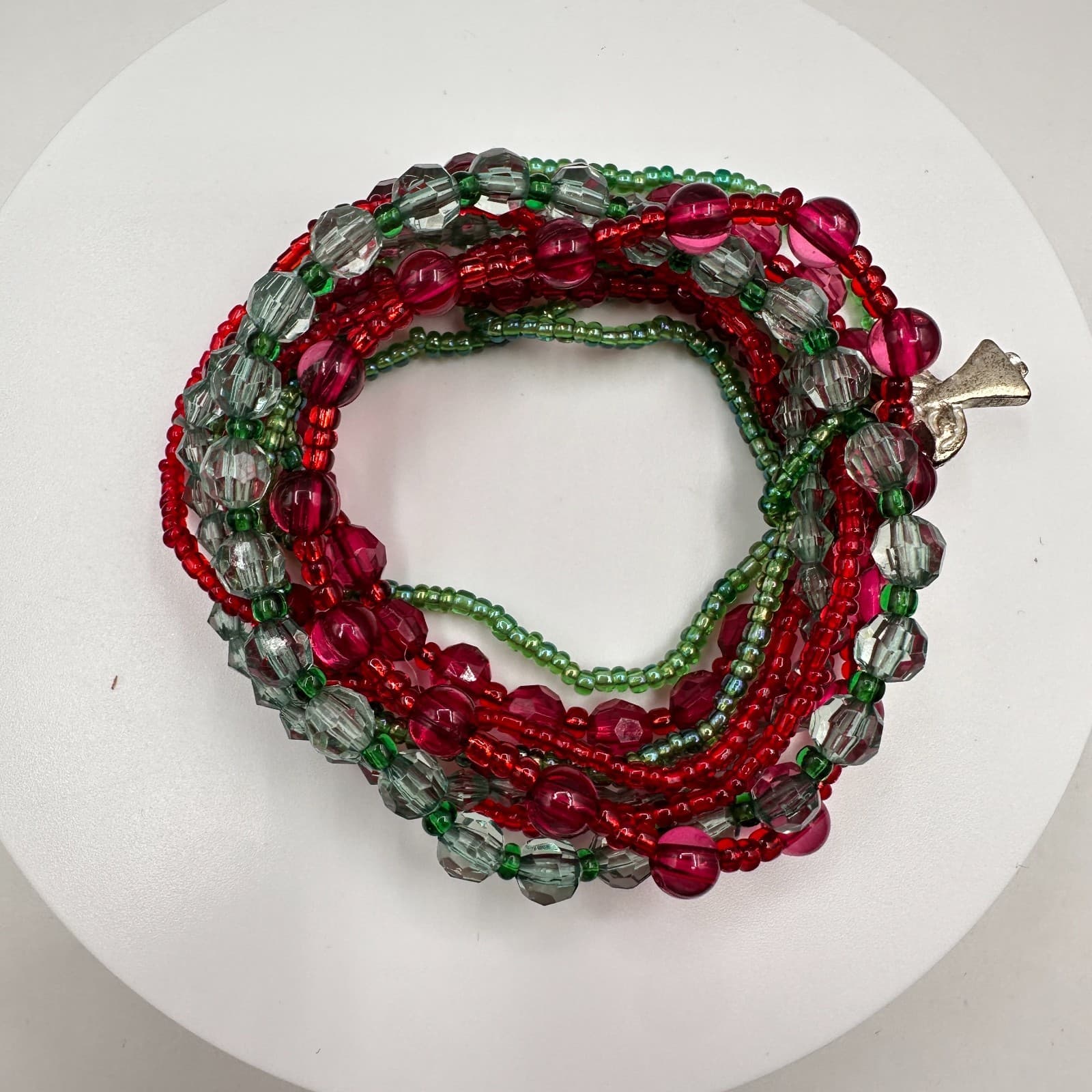 Vintage 80s Christmas Multicoloured Jingle Beaded Bracelet Sets Necklace Jewelry - Thumbnail 10