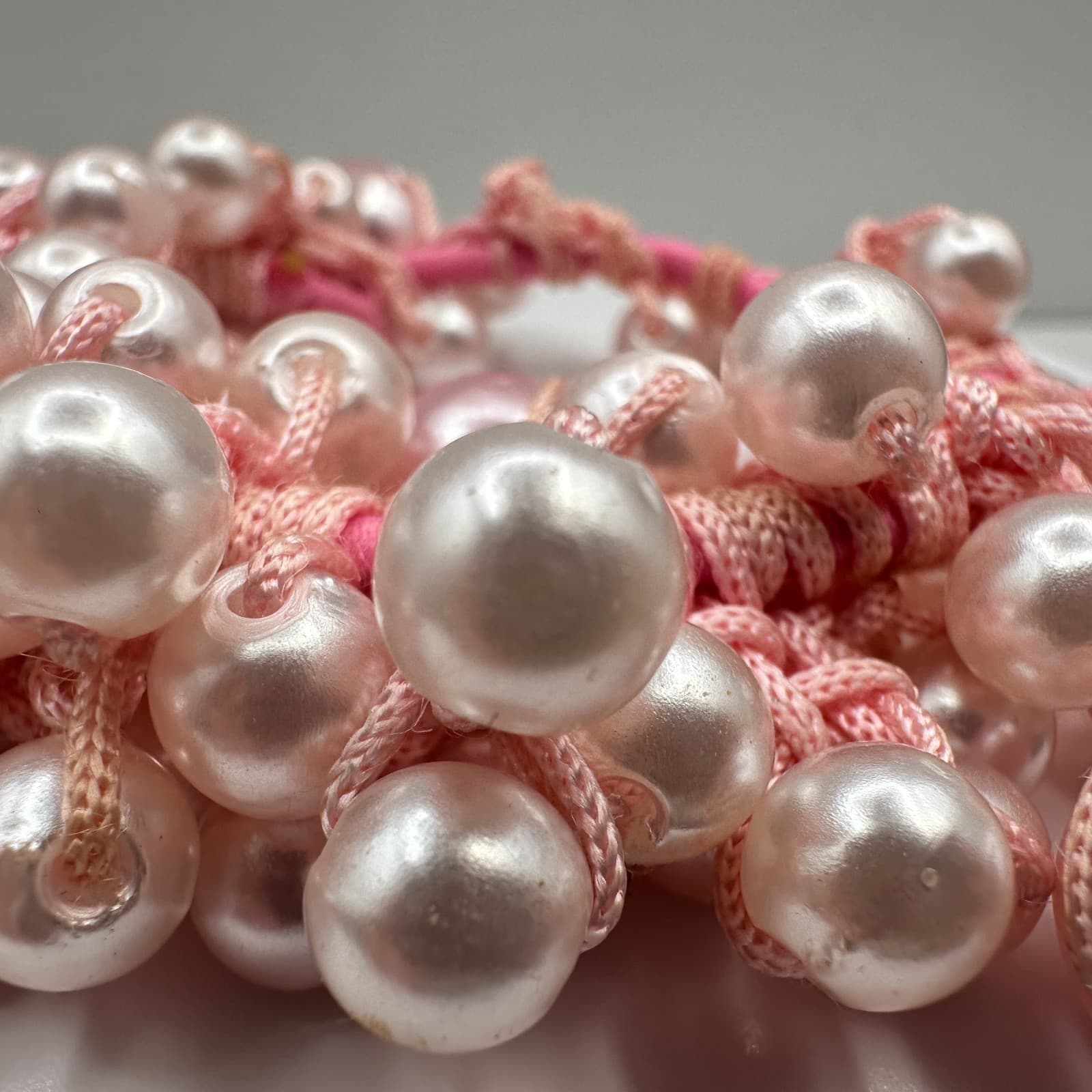 Vintage 90s Faux Pearl Cluster Stretch Bracelet Set Boho Classic Women's Jewelry - Thumbnail 5