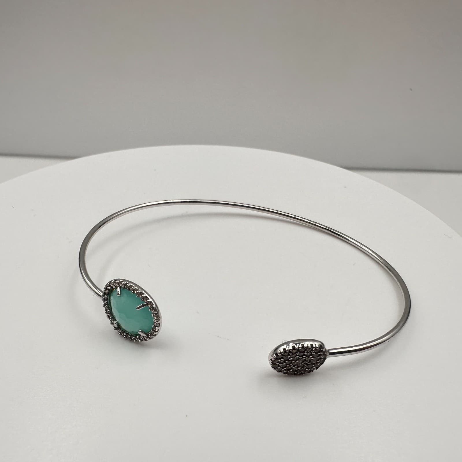 Vintage 80s Silver Tone Aquaplane Pave Bypass Cuff Bangle Bracelet Gift Jewelry - Thumbnail 5