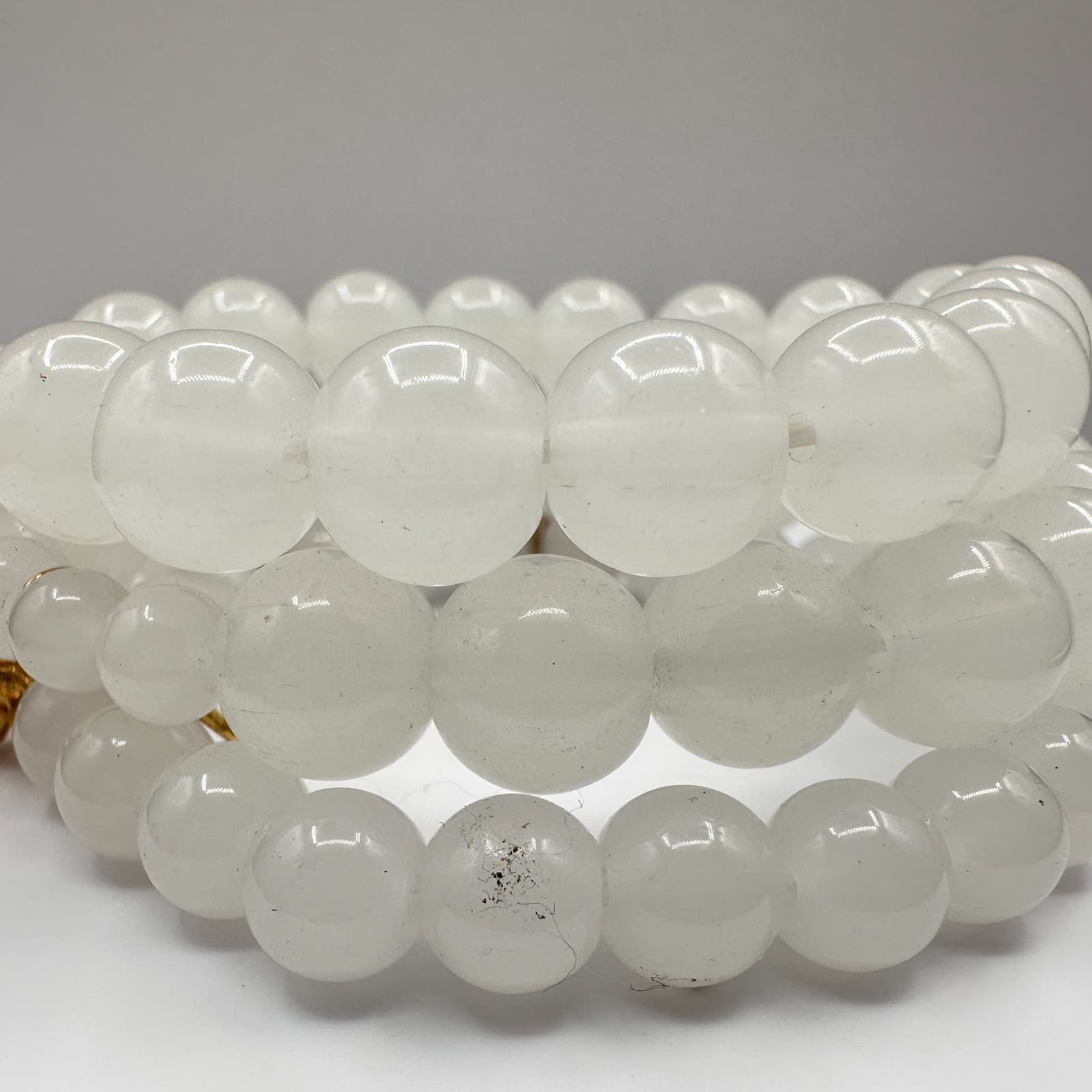 Vintage 80s Jade Beaded Stretch Bracelet Cosmic Gateway Energy Jewelry - Thumbnail 3