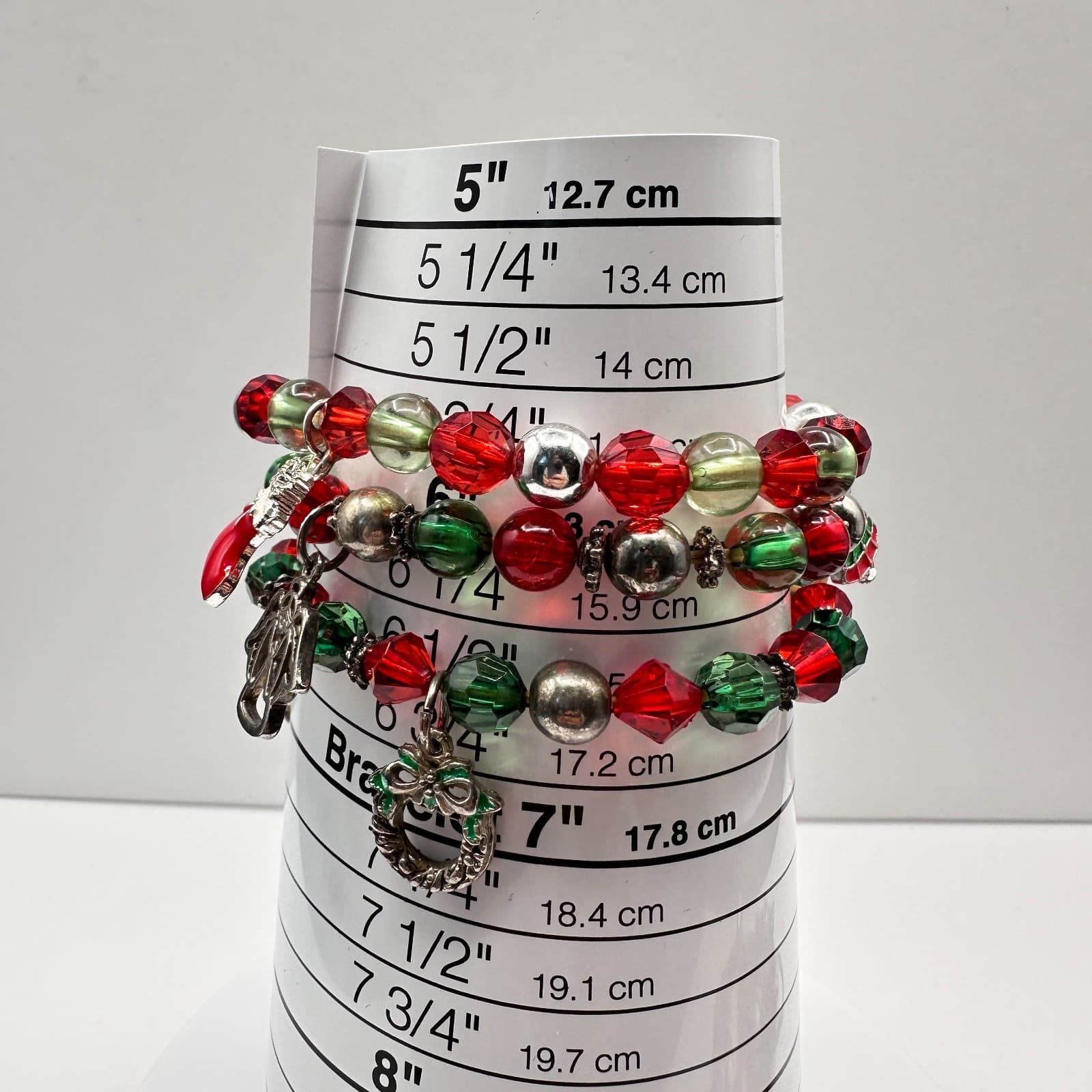 Vintage 80s Christmas Multicoloured Jingle Beaded Bracelet Sets Necklace Jewelry - Thumbnail 12