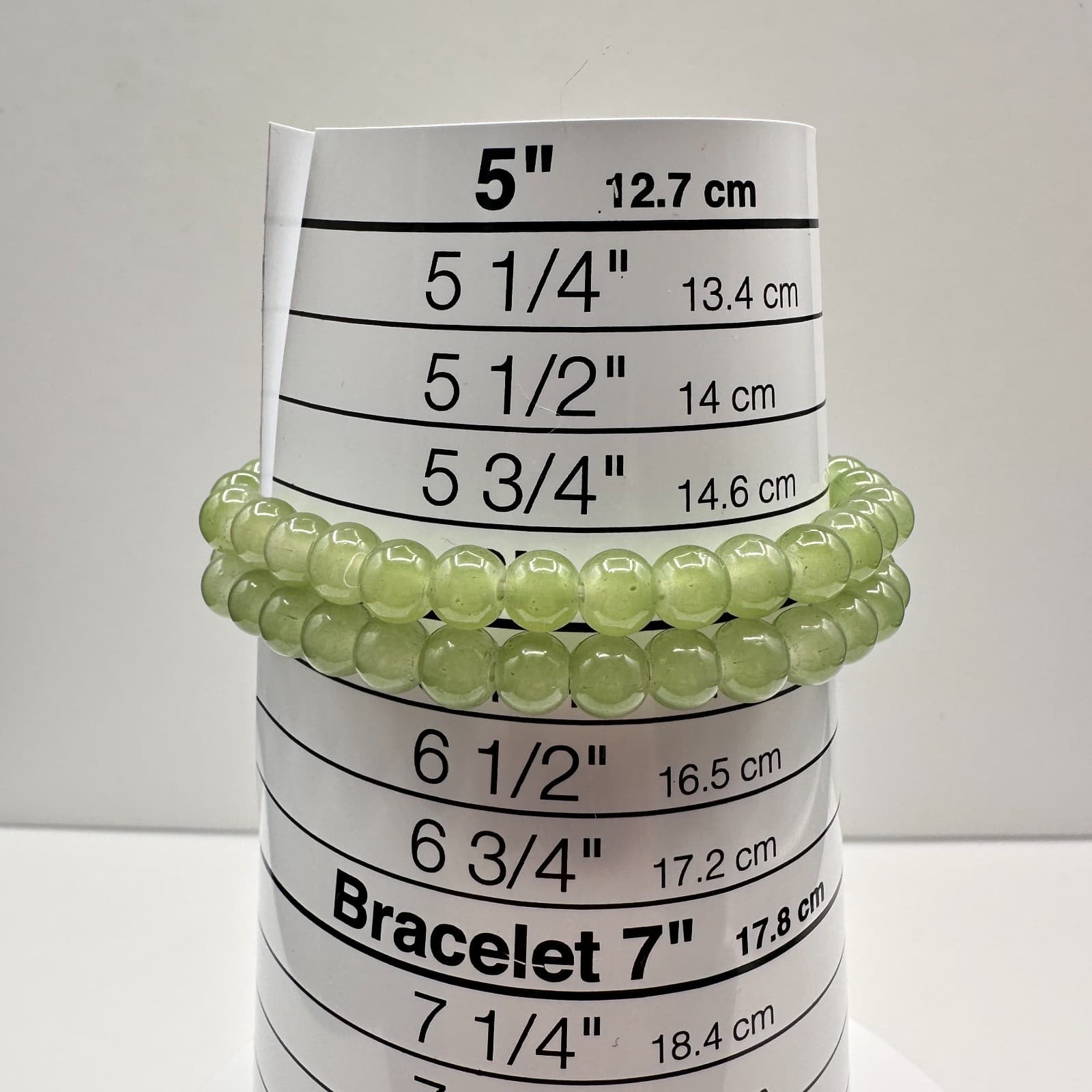 Vintage 90s Green Helvetian Jade Beaded Stretch Bracelet Charm Jewelry - Thumbnail 8