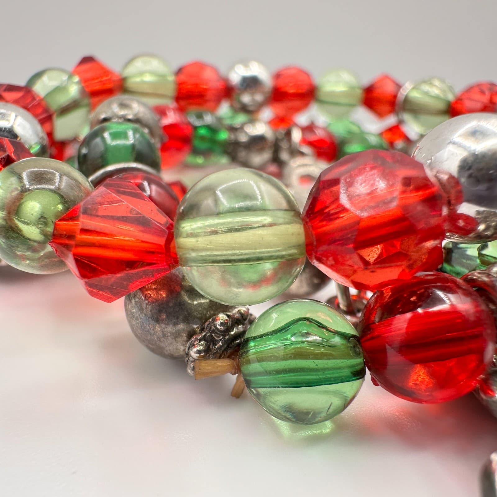 Vintage 80s Christmas Multicoloured Jingle Beaded Bracelet Sets Necklace Jewelry - Thumbnail 5