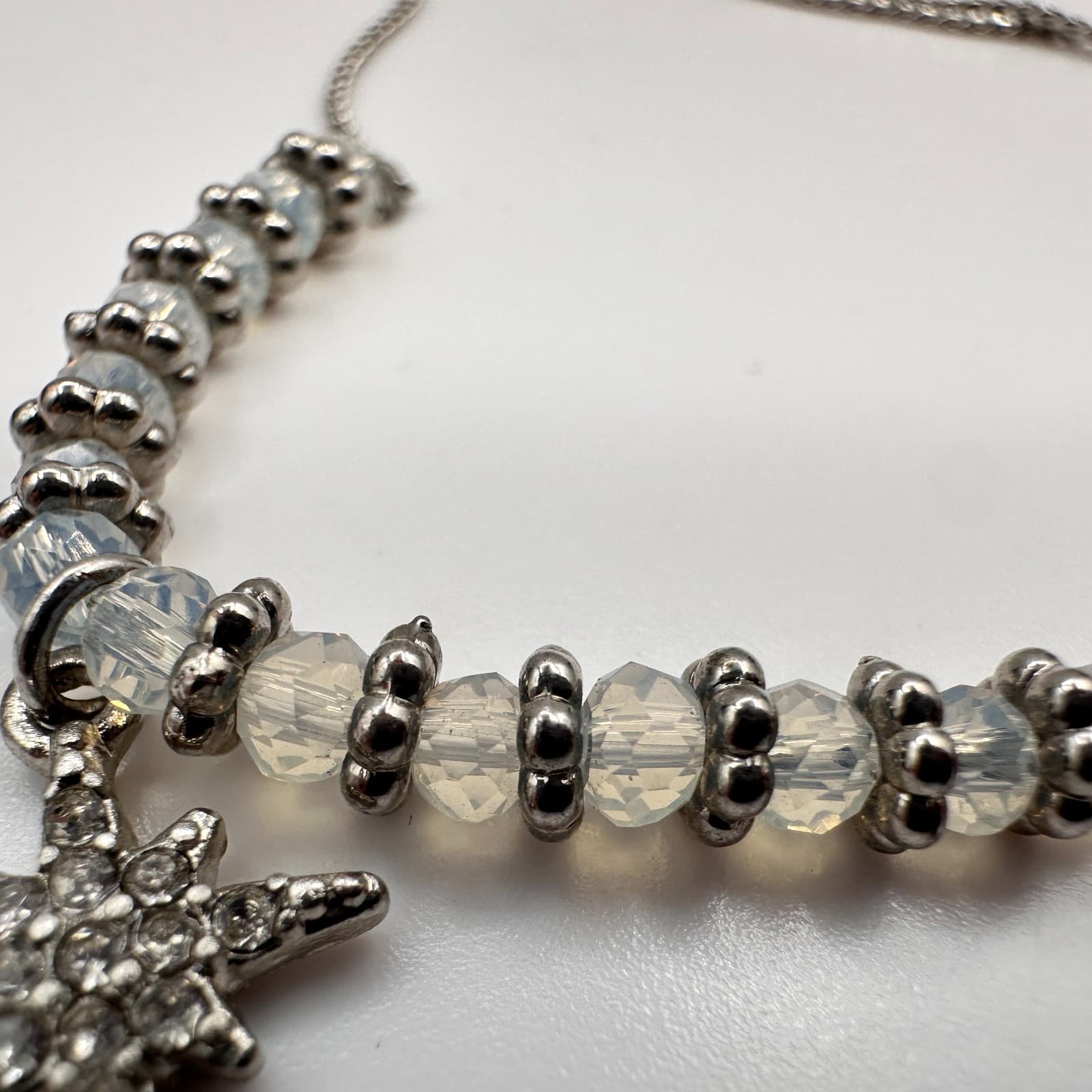 Vintage 80s Silver Tone Star Beaded Bono Bracelet Adjustable Jewelry - Thumbnail 4