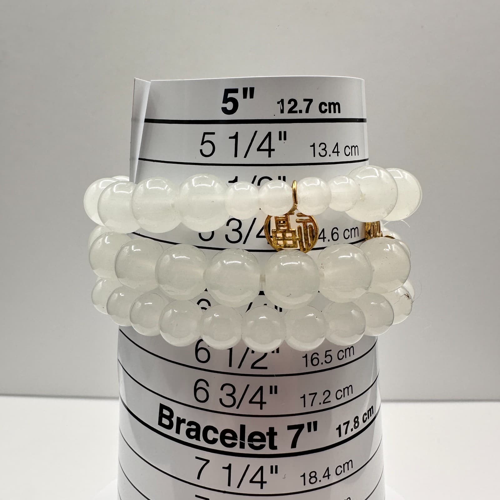 Vintage 80s Jade Beaded Stretch Bracelet Cosmic Gateway Energy Jewelry - Thumbnail 6