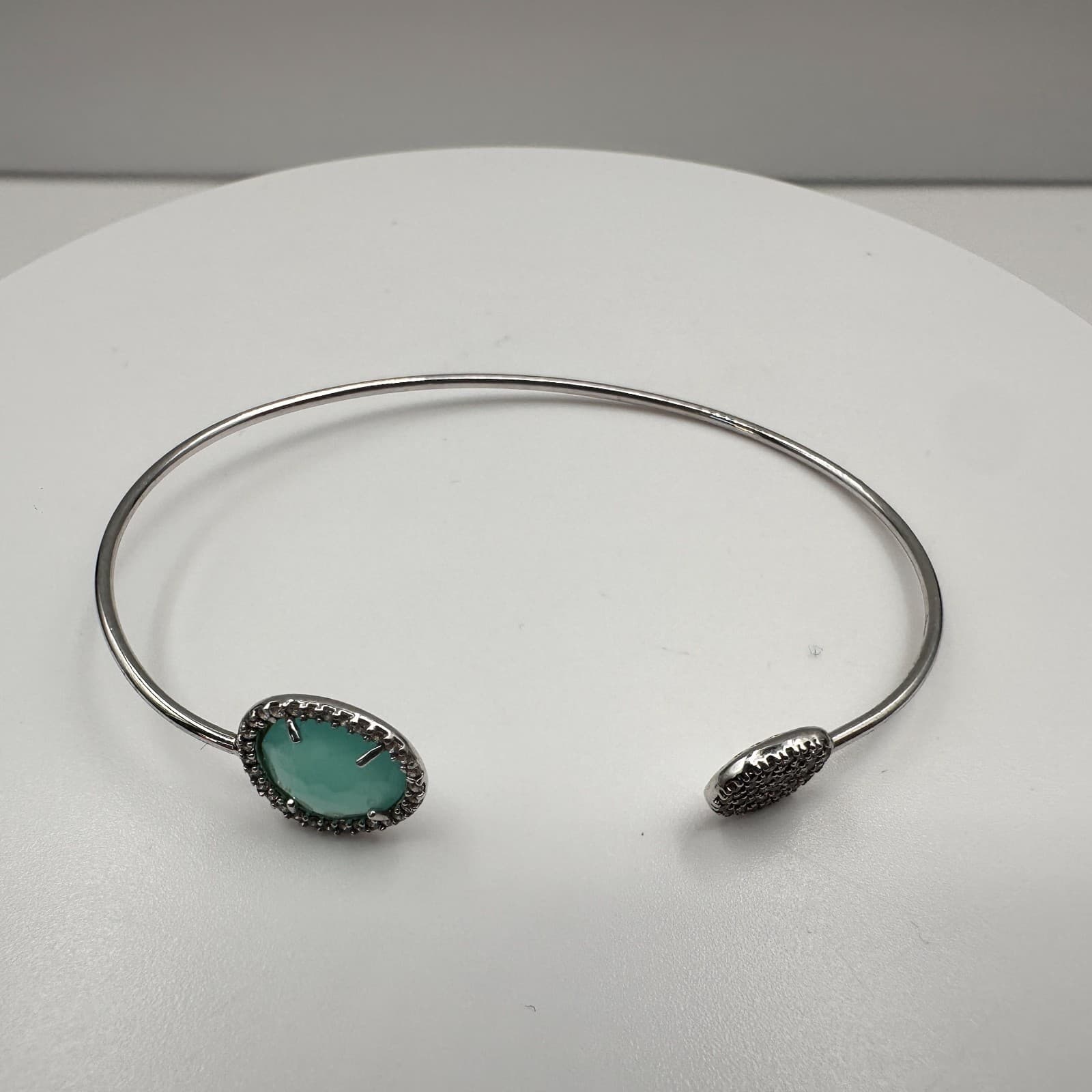 Vintage 80s Silver Tone Aquaplane Pave Bypass Cuff Bangle Bracelet Gift Jewelry - Thumbnail 2