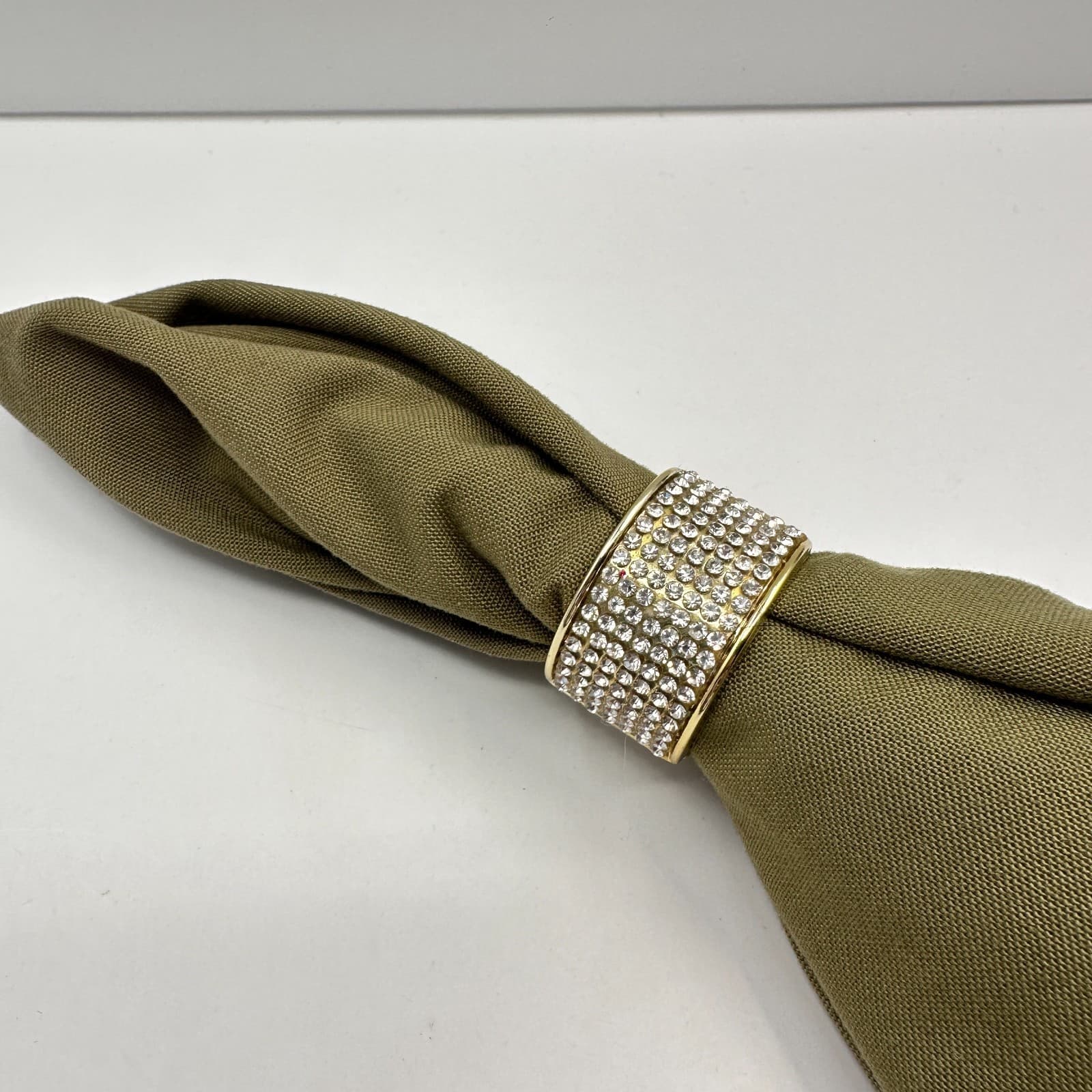 Vintage 80s Wide Gold Tone Rhinestone Hinged Thames Ring Holder jewelry - Thumbnail 3