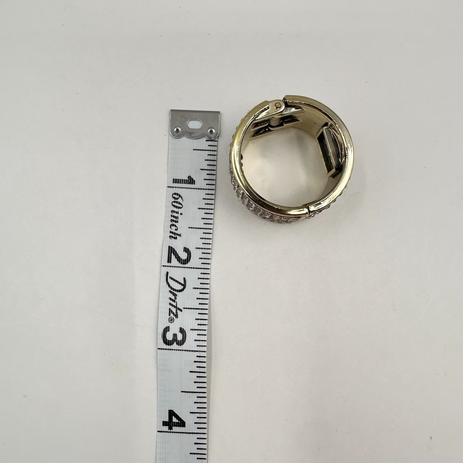 Vintage 80s Wide Gold Tone Rhinestone Hinged Thames Ring Holder jewelry - Thumbnail 6