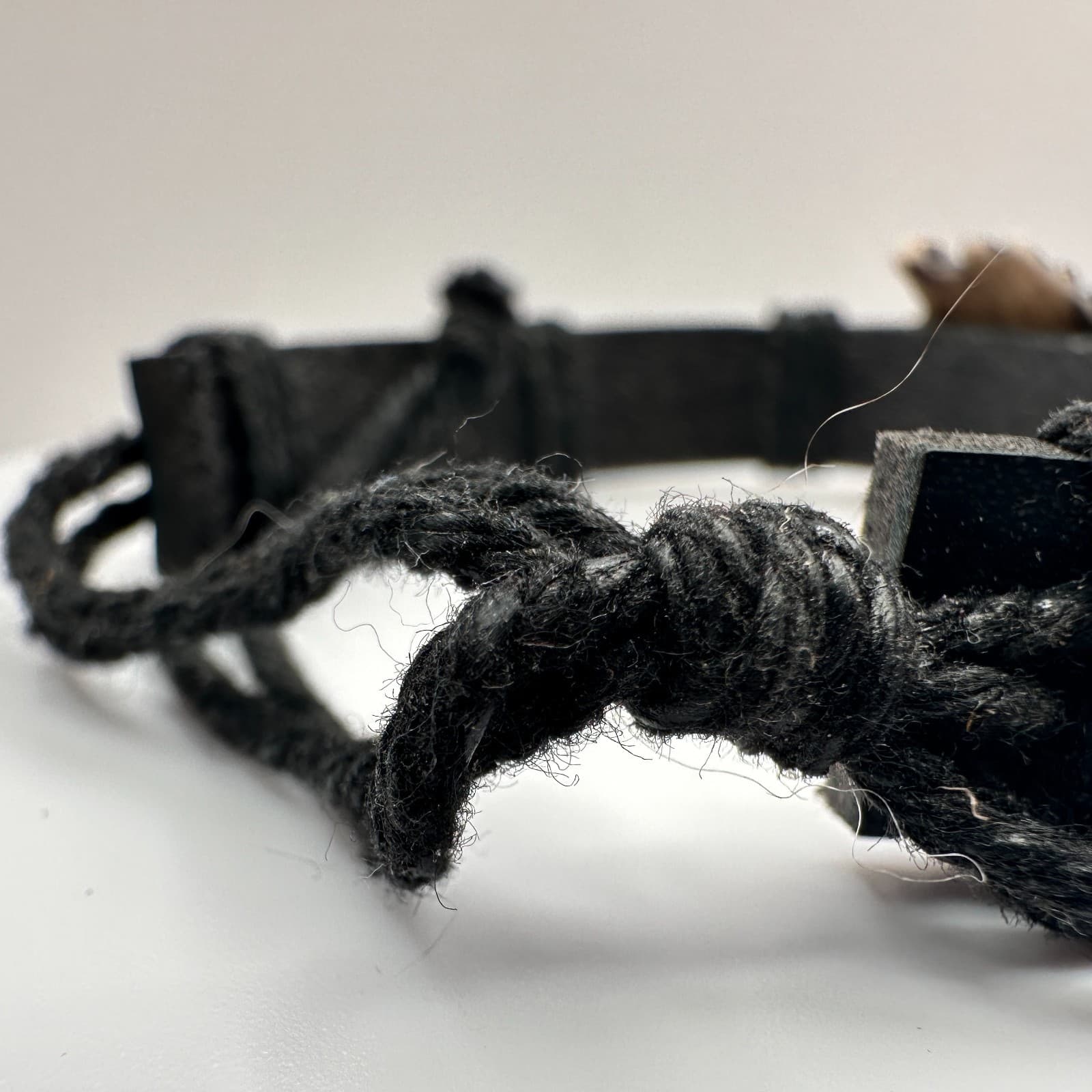 Vintage 90s Owl Charm Black Leather Bracelet Boho Ethnic Style Classic Jewelry - Thumbnail 7