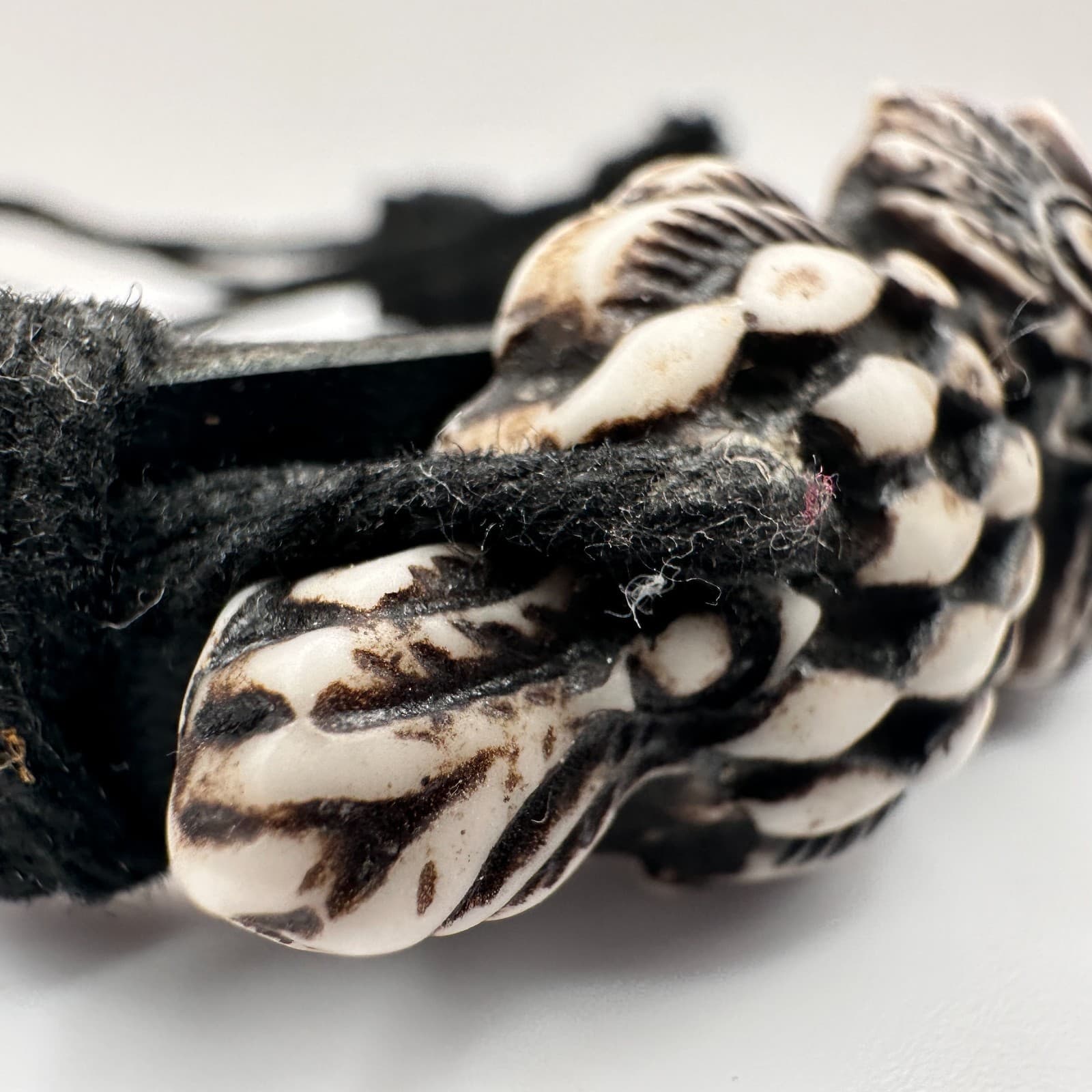 Vintage 90s Owl Charm Black Leather Bracelet Boho Ethnic Style Classic Jewelry - Thumbnail 4