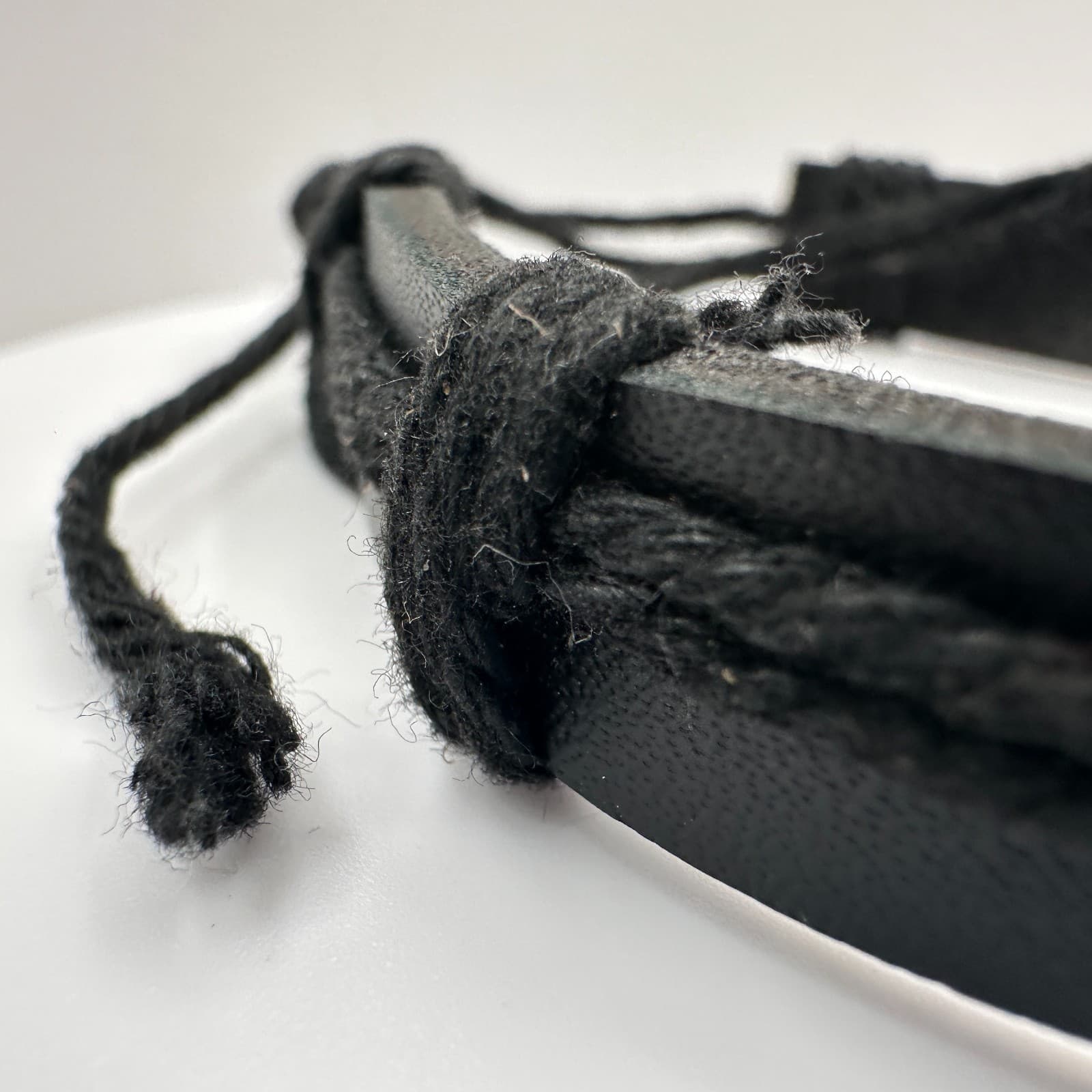 Vintage 90s Owl Charm Black Leather Bracelet Boho Ethnic Style Classic Jewelry - Thumbnail 5