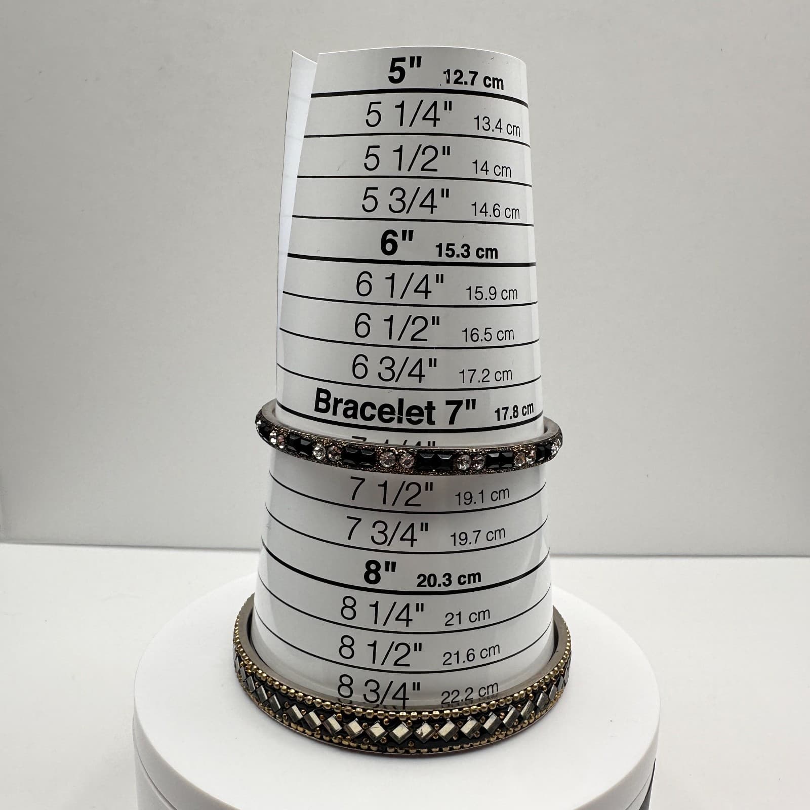 Vintage 90s Black Glass Bangle Bracelet Set Silver Tone Boho Women's Jewelry - Thumbnail 7