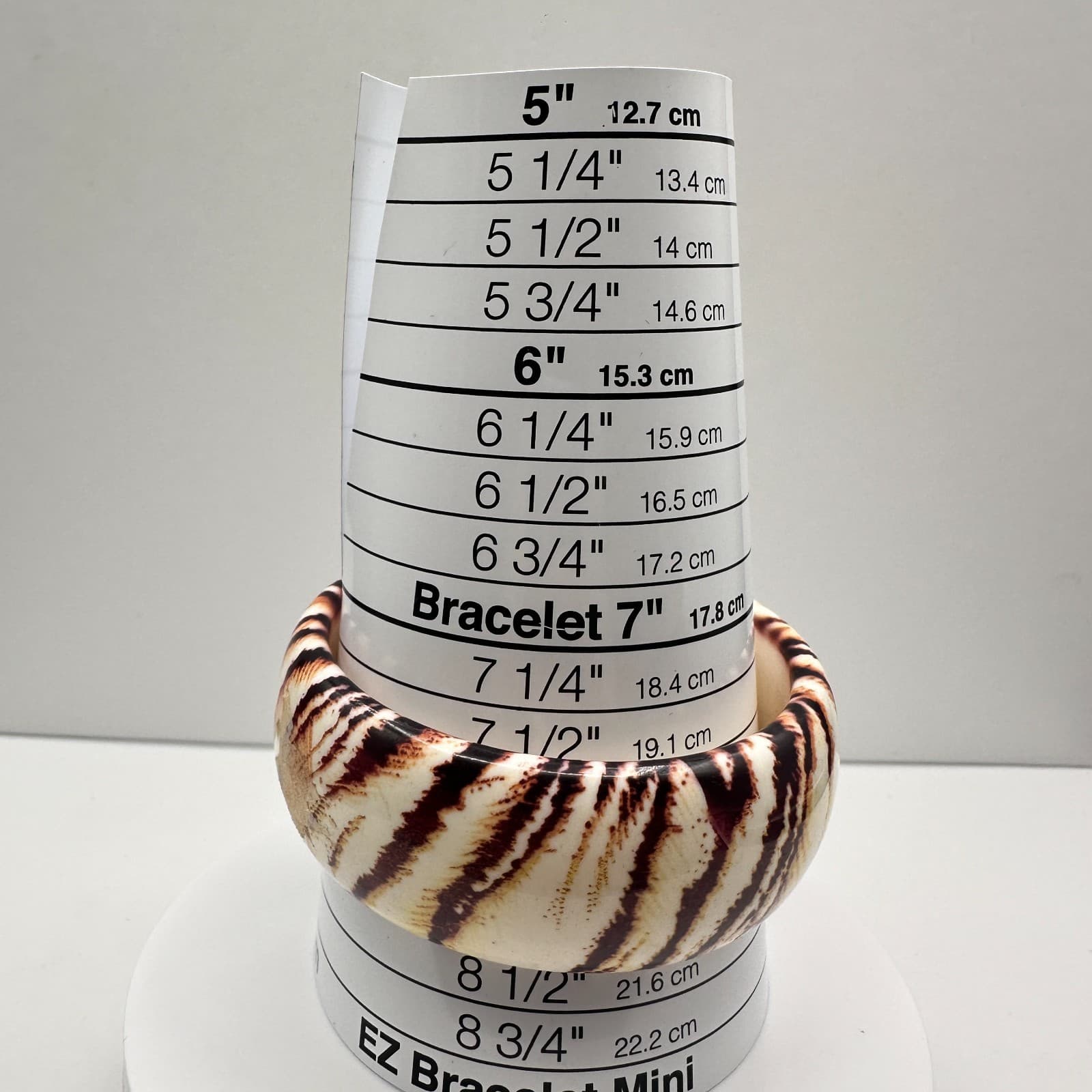 Vintage 80s Tiger Stripe Bangle Bracelet Cream Brown Resin Boho Chunky Jewelry - Thumbnail 6