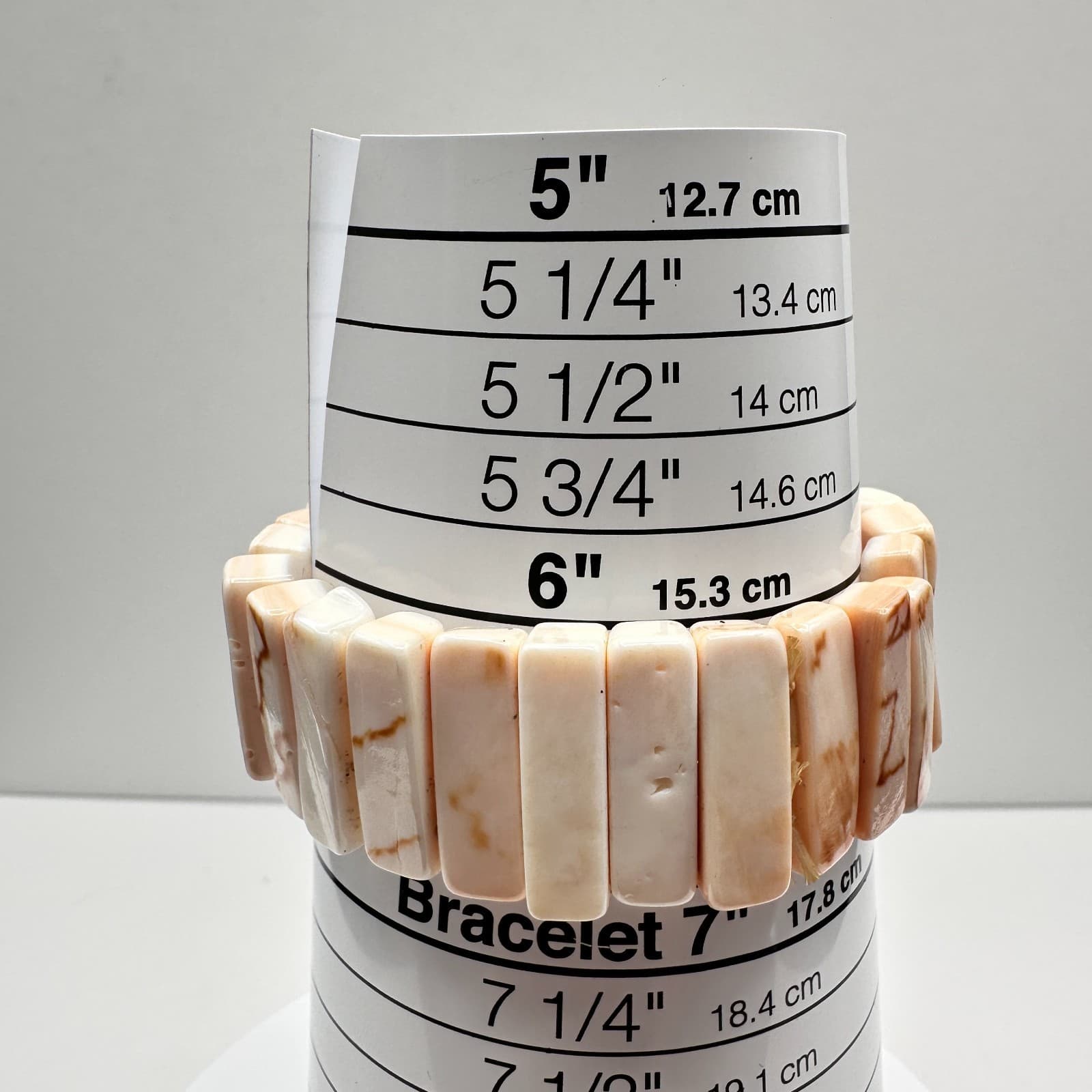 Vintage 90s Boho Cream Shell Stretch Bracelet Natural Stone Inlay Beach Style - Thumbnail 8