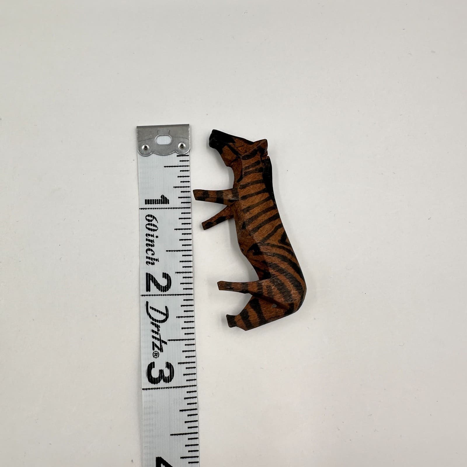 Vintage 90s Hand Carved Wood Animal Miniature Set Rhino Zebra Lion Safari - Thumbnail 10