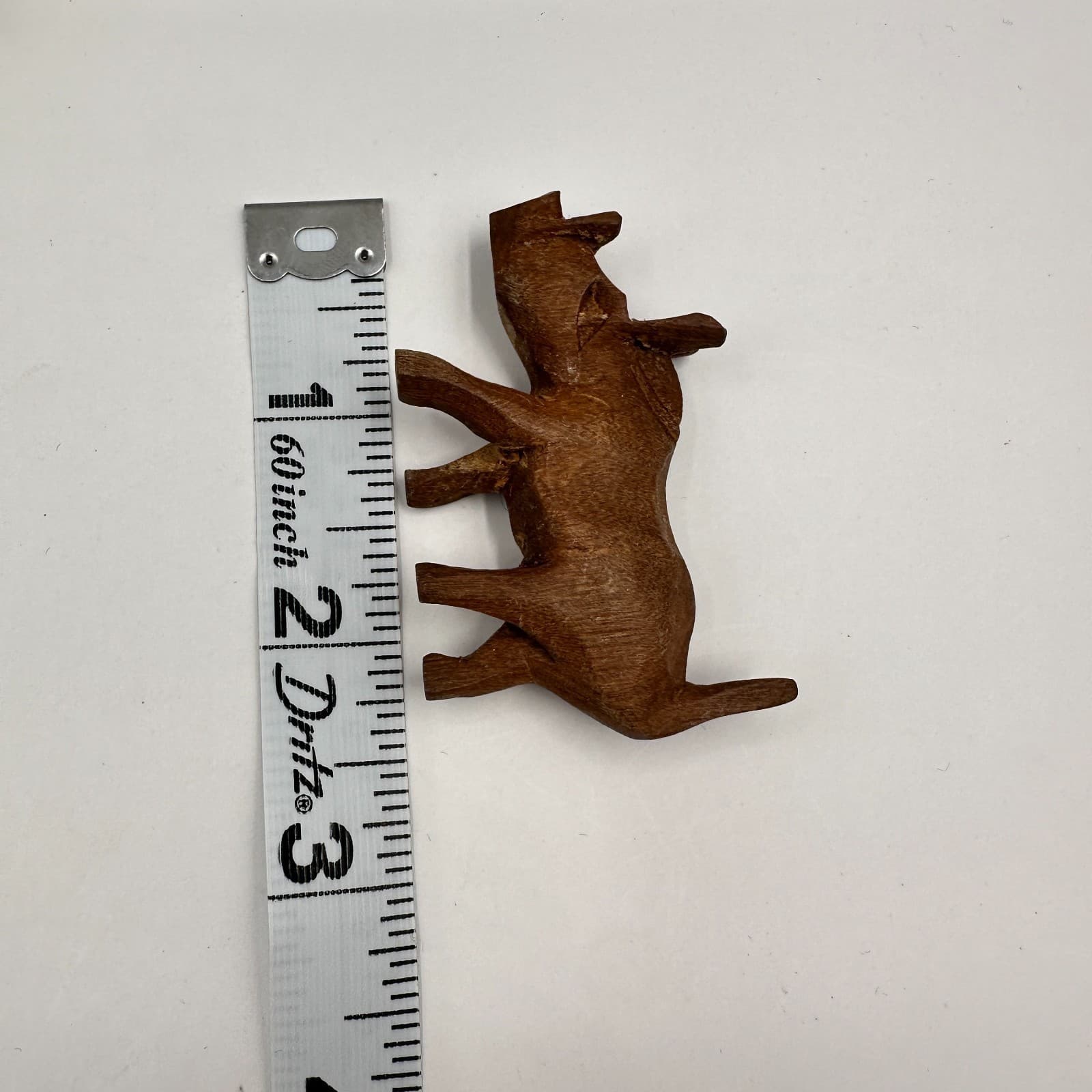 Vintage 90s Hand Carved Wood Animal Miniature Set Rhino Zebra Lion Safari - Thumbnail 12