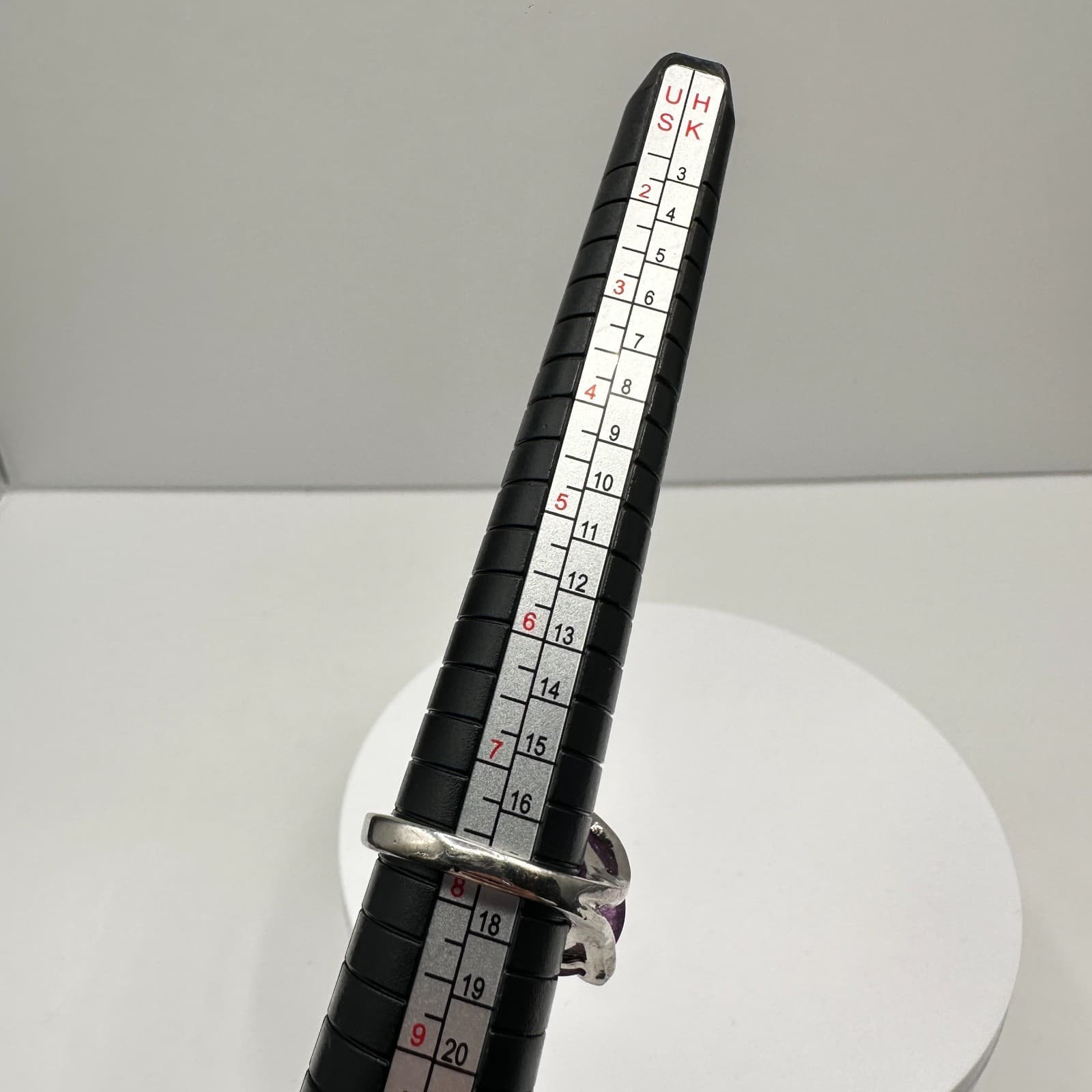 Vintage 90s Purple Oval Stone Statement Ring Silver Tone Women's Classic Jewelry - Thumbnail 7