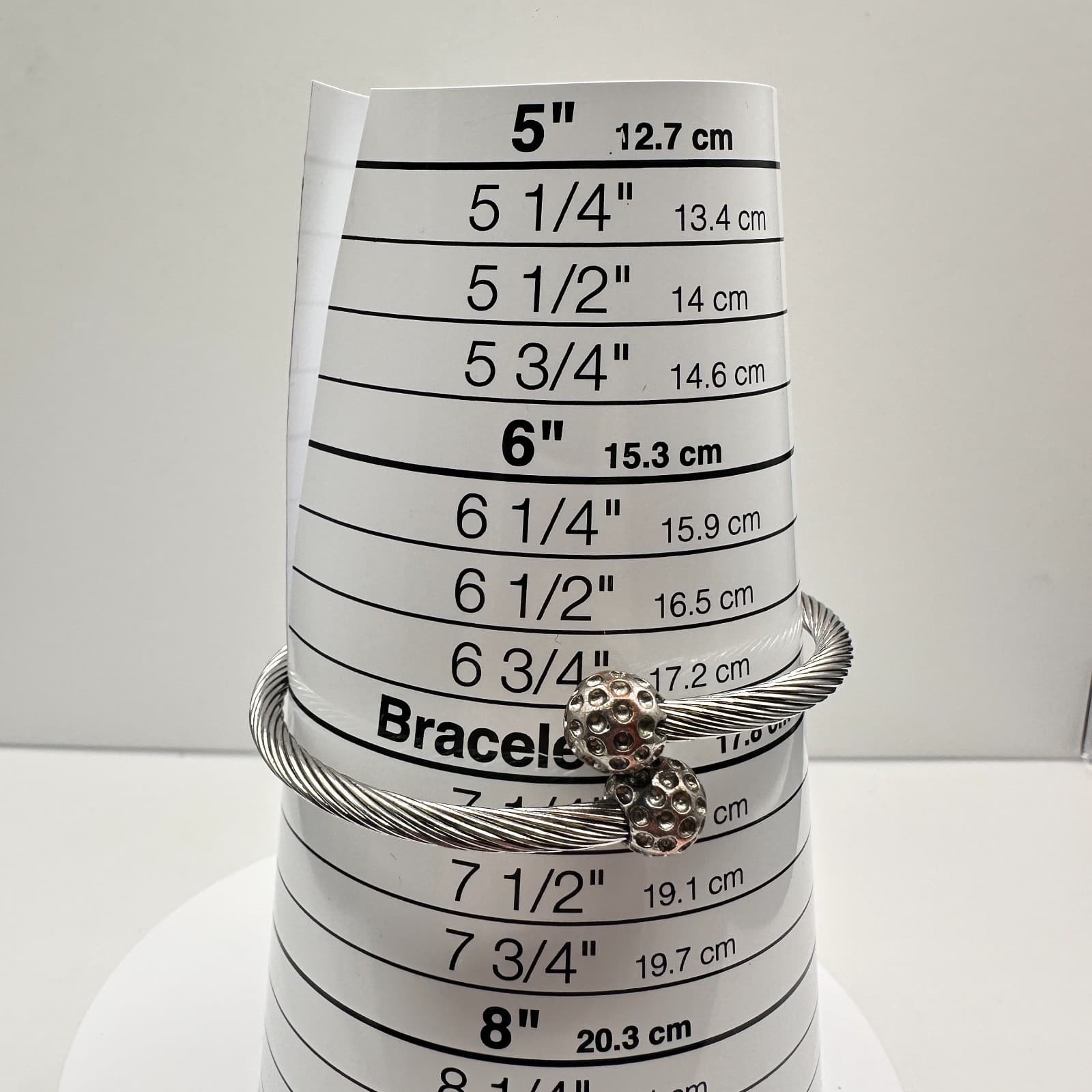 Vintage 90s Silver Tone Twisted Cable Cuff Bracelet Textured Ball Jewelry - Thumbnail 7