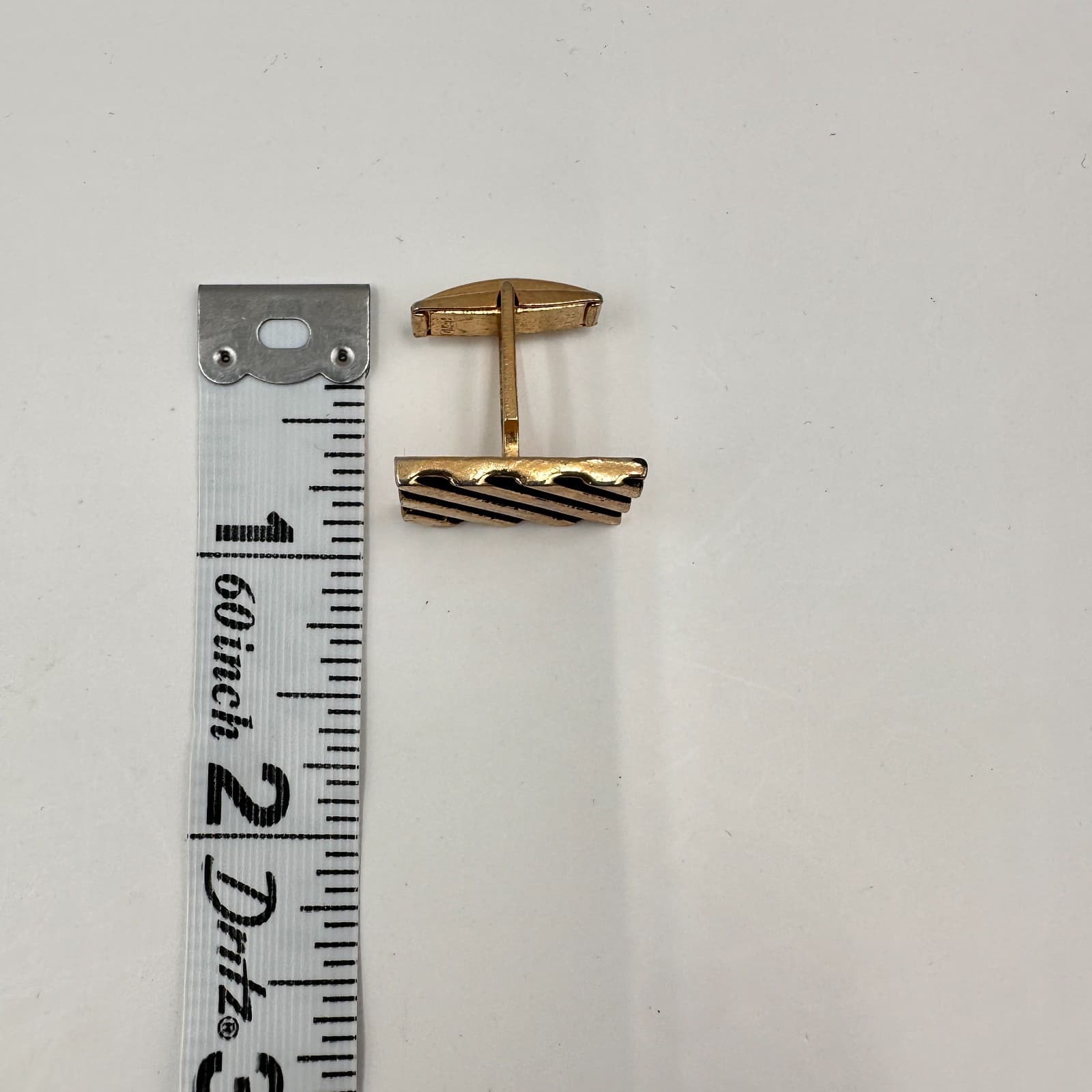 Vintage 80s Gold Tone Black Enamel Striped Geometric Cufflinks Fashion Jewelry - Thumbnail 8