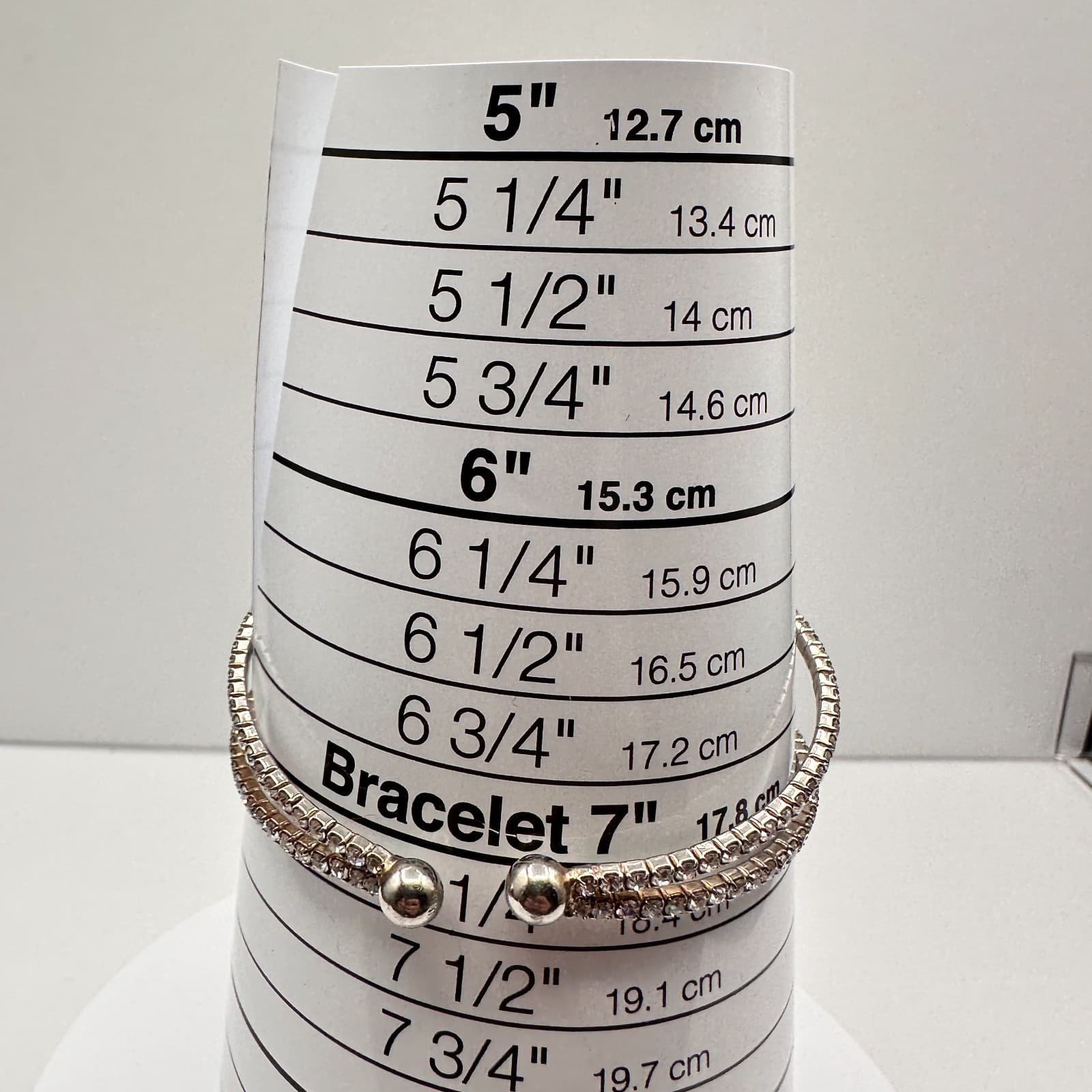 Vintage 90s Silver Tone Clear Glass Double Wrap Coil Bypass Bangle Bracelet - Thumbnail 7