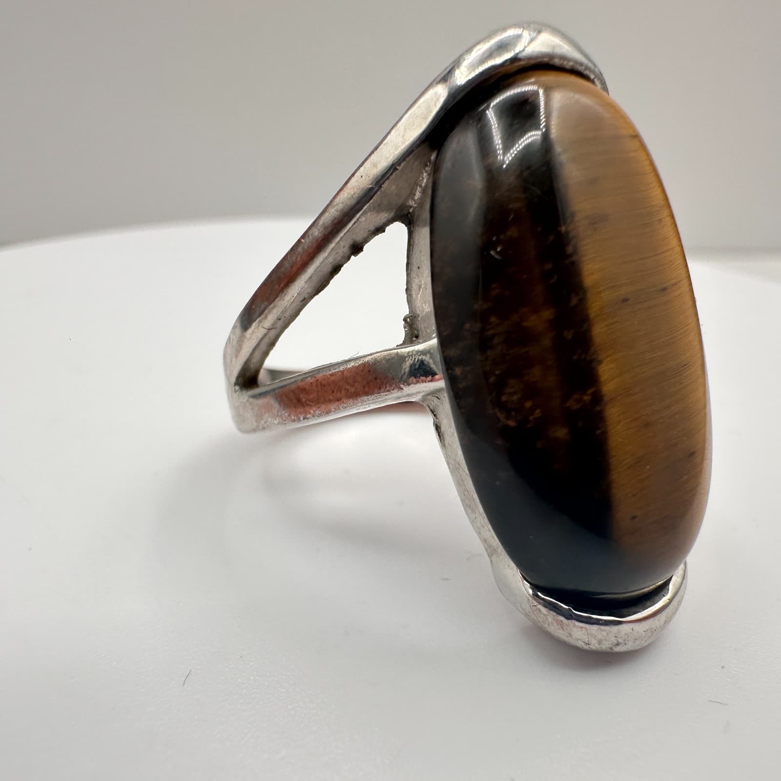 Vintage 90s Silver Tone Oval Ring Statement Women's Classic Fashion Jewelry - Thumbnail 2