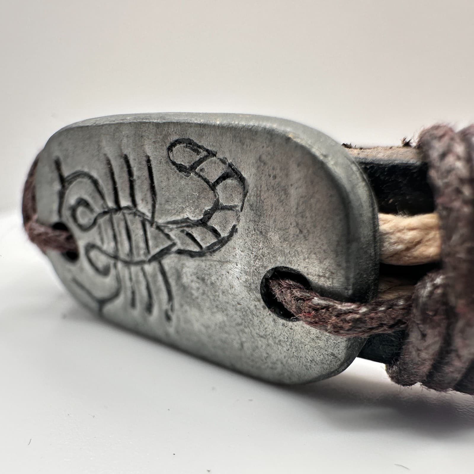 Vintage Y2K Leather Scorpion Bracelet Handmade Boho Tribal Rope Cord Jewelry - Thumbnail 7