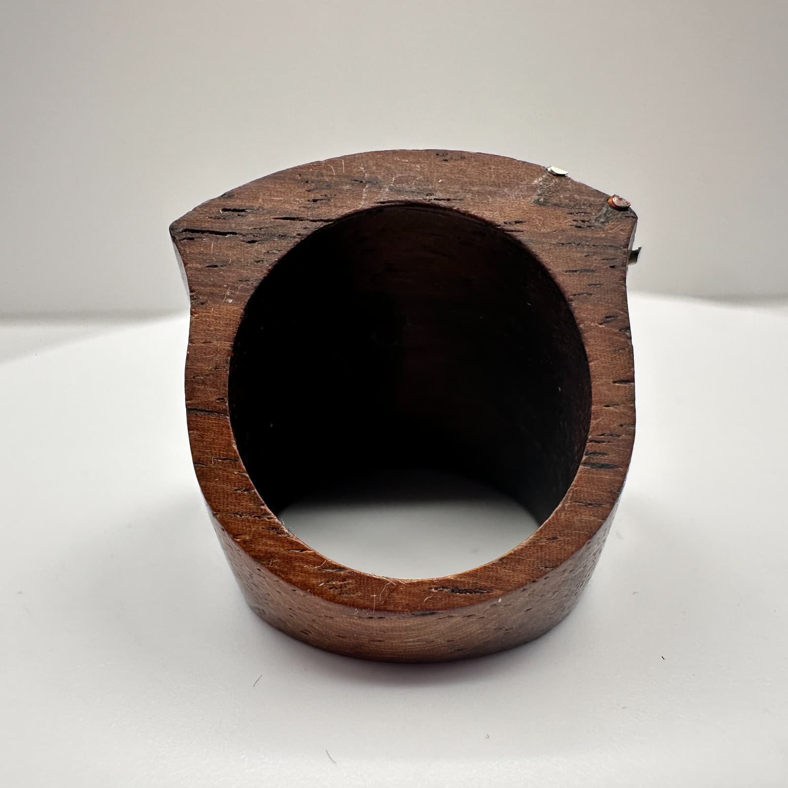 Vintage 80s Wooden Geometric Ring Silver Tone Women's Classic Fashion Jewelry - Thumbnail 5