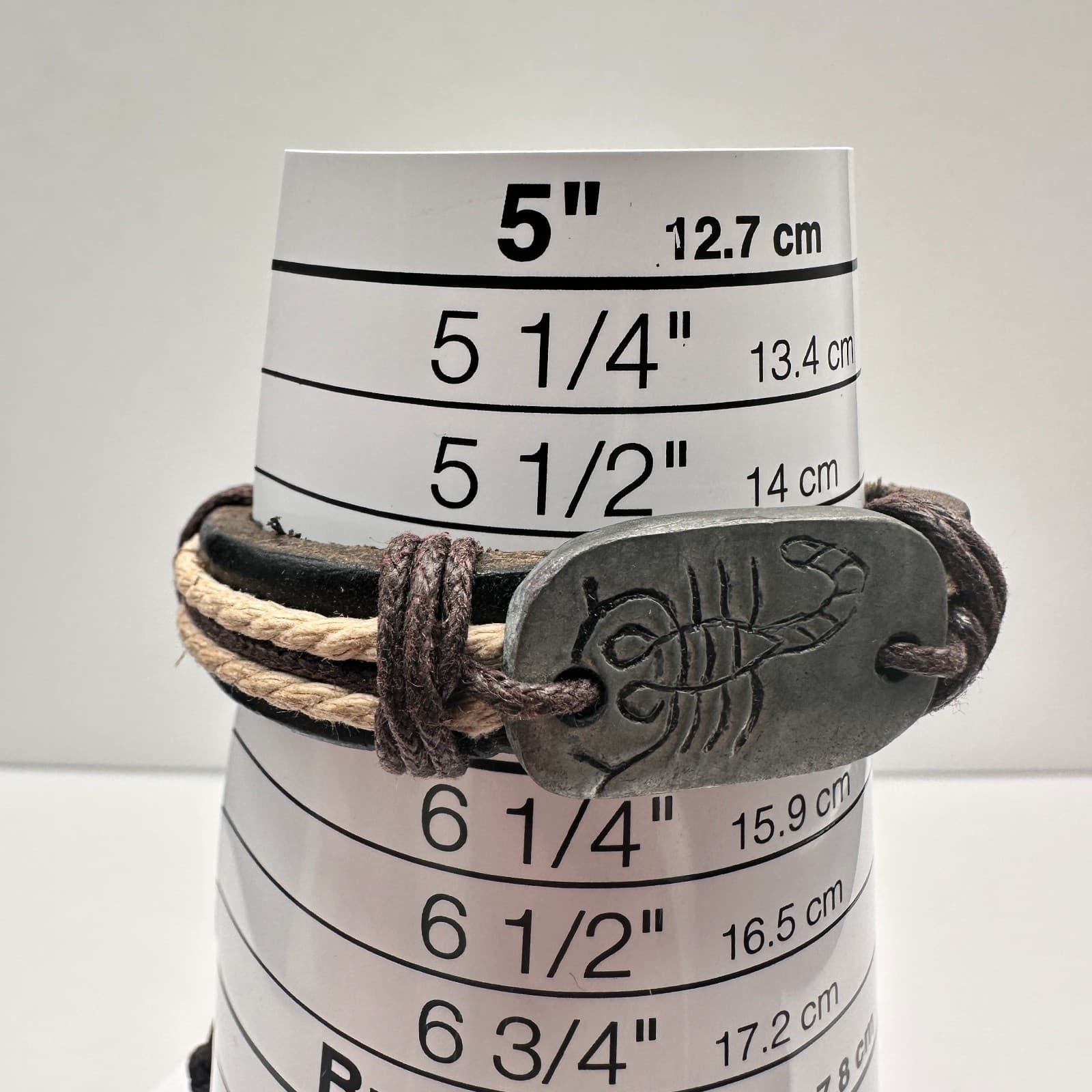 Vintage Y2K Leather Scorpion Bracelet Handmade Boho Tribal Rope Cord Jewelry - Thumbnail 9