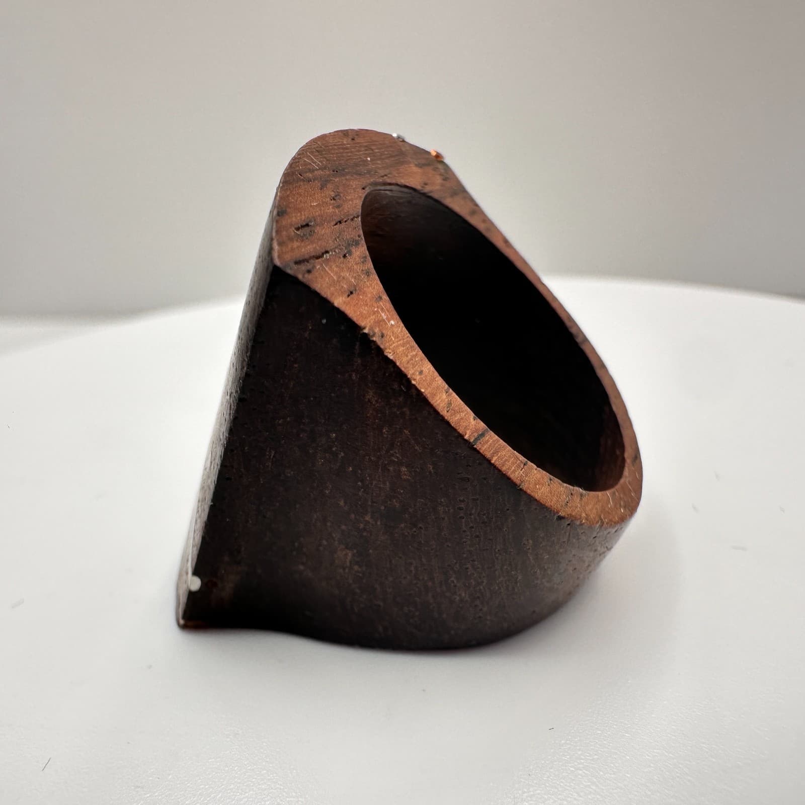 Vintage 80s Wooden Geometric Ring Silver Tone Women's Classic Fashion Jewelry - Thumbnail 6