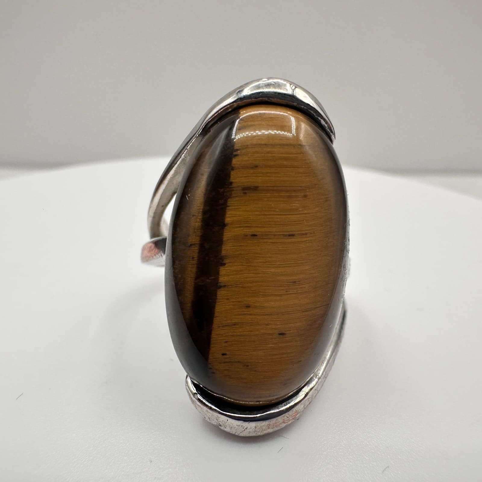 Vintage 90s Silver Tone Oval Ring Statement Women's Classic Fashion Jewelry - Image 1