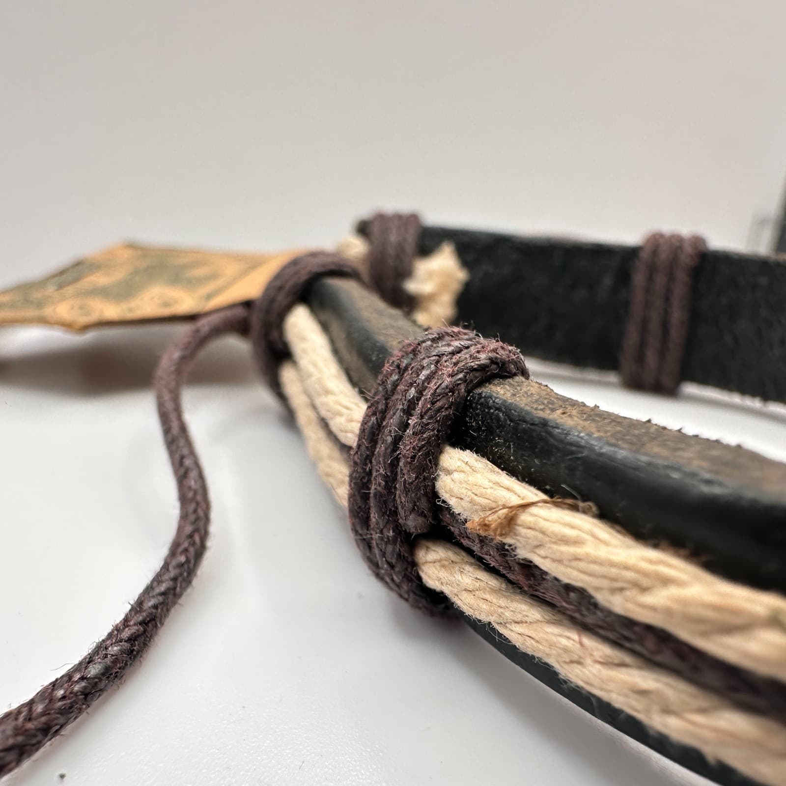 Vintage Y2K Leather Scorpion Bracelet Handmade Boho Tribal Rope Cord Jewelry - Thumbnail 5