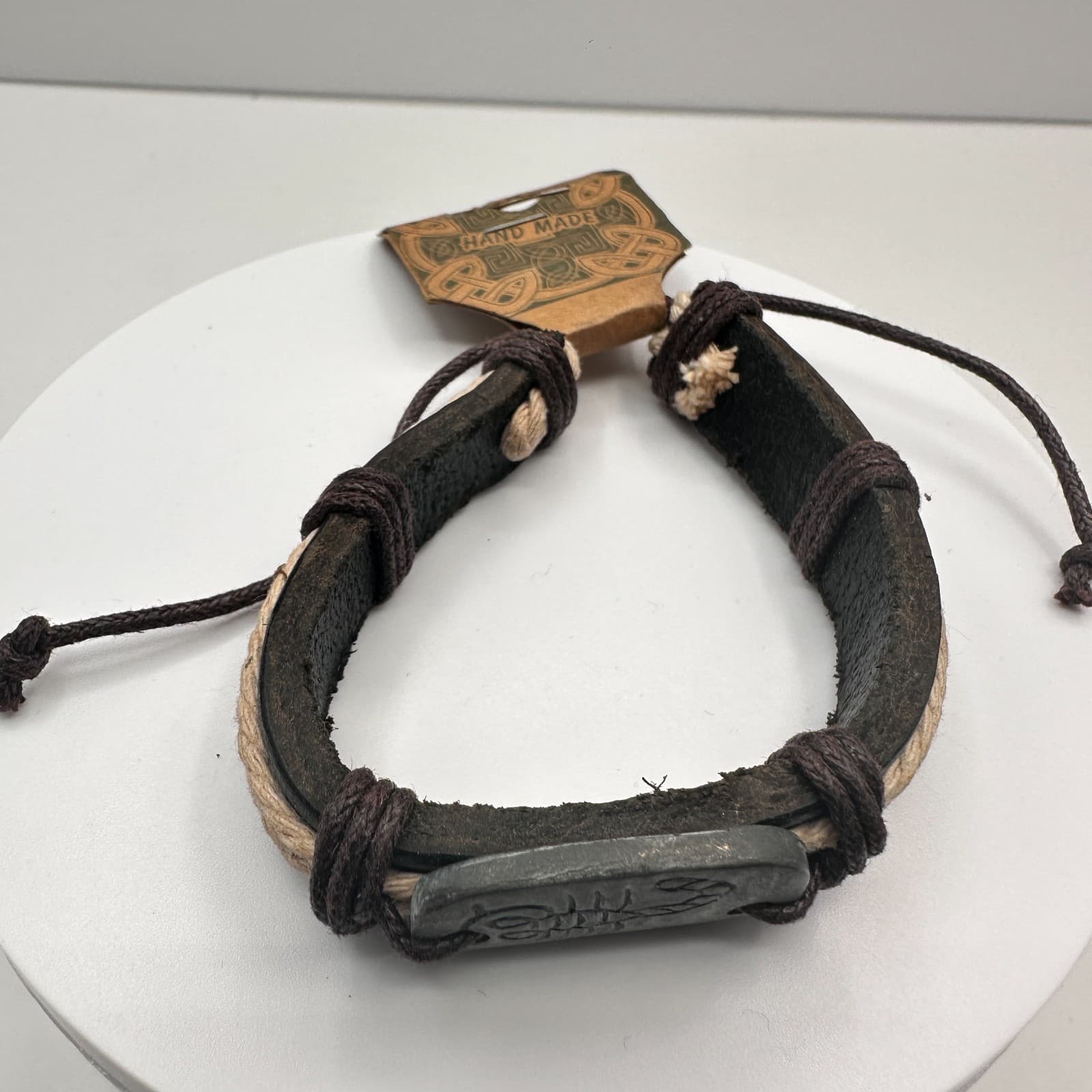 Vintage Y2K Leather Scorpion Bracelet Handmade Boho Tribal Rope Cord Jewelry - Image 1