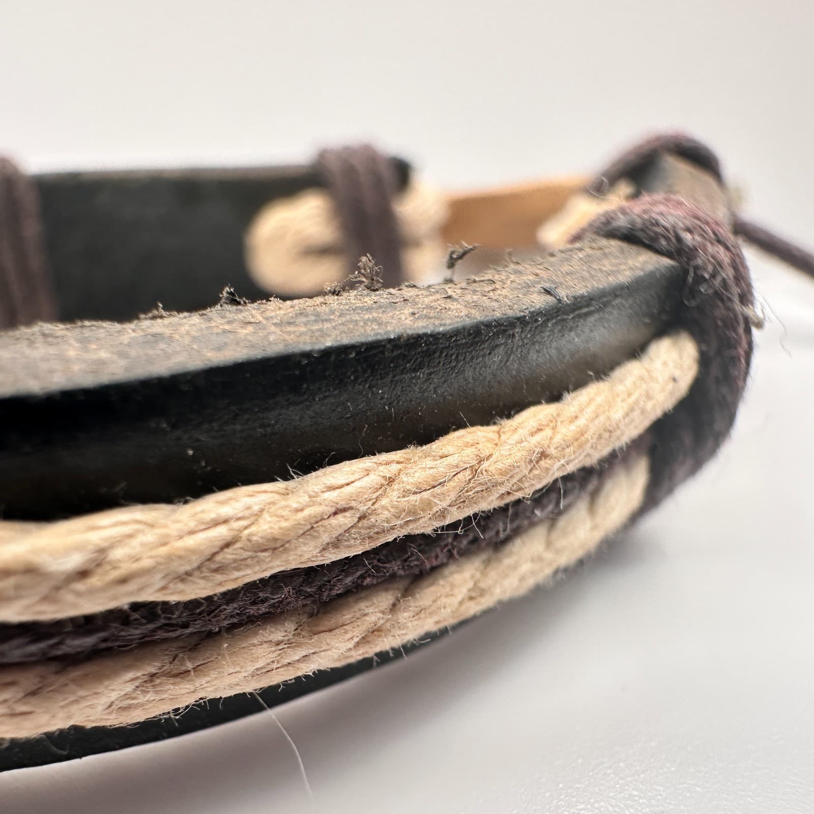 Vintage Y2K Leather Scorpion Bracelet Handmade Boho Tribal Rope Cord Jewelry - Thumbnail 6