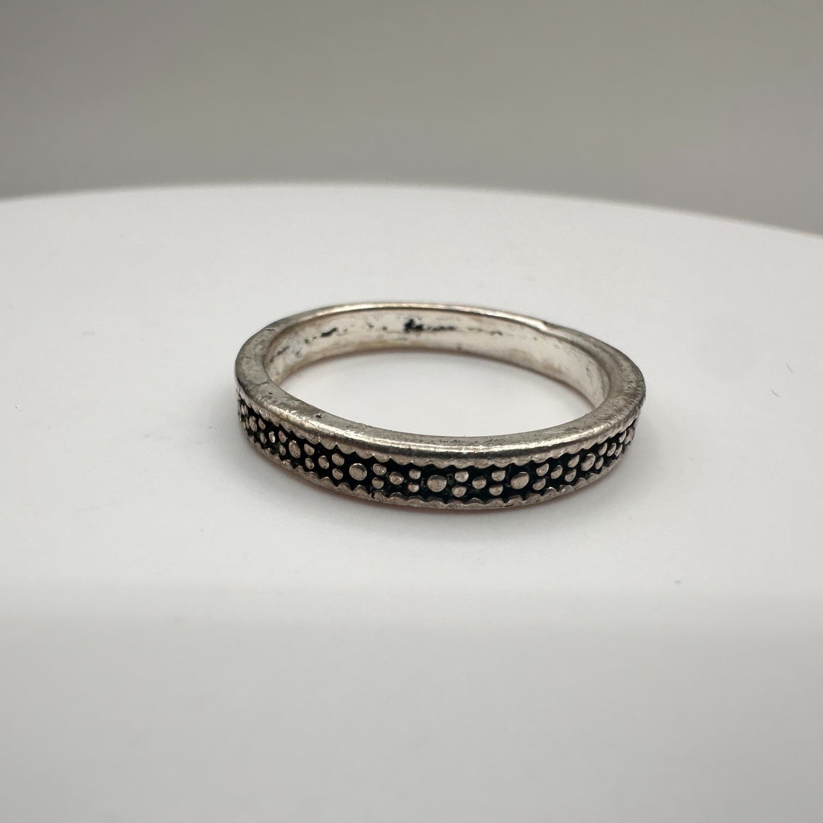 Vintage 90s Silver Tone Dotted Eternity Band Ring Stackable Women's Jewelry - Image 1