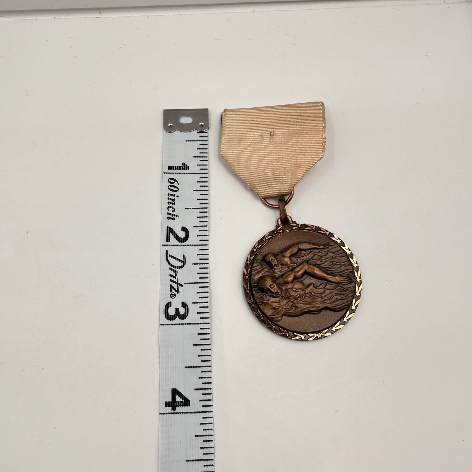 Vintage 1983 BMAC Pentathlon Swimming Medal Bronze Tone Award 15-18 Year Age - Thumbnail 7